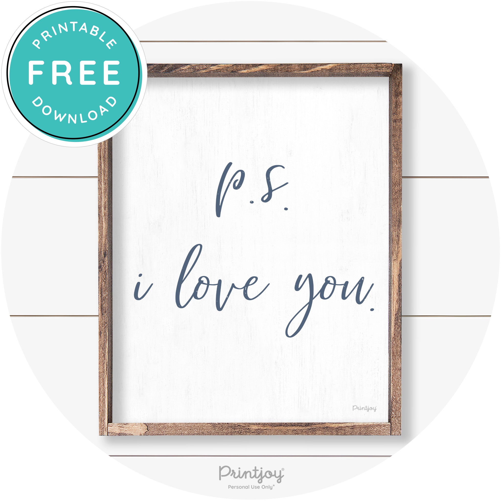 P.S. I Love You Cute Couples Farmhouse Wall Art Decor Free Printable - Printjoy