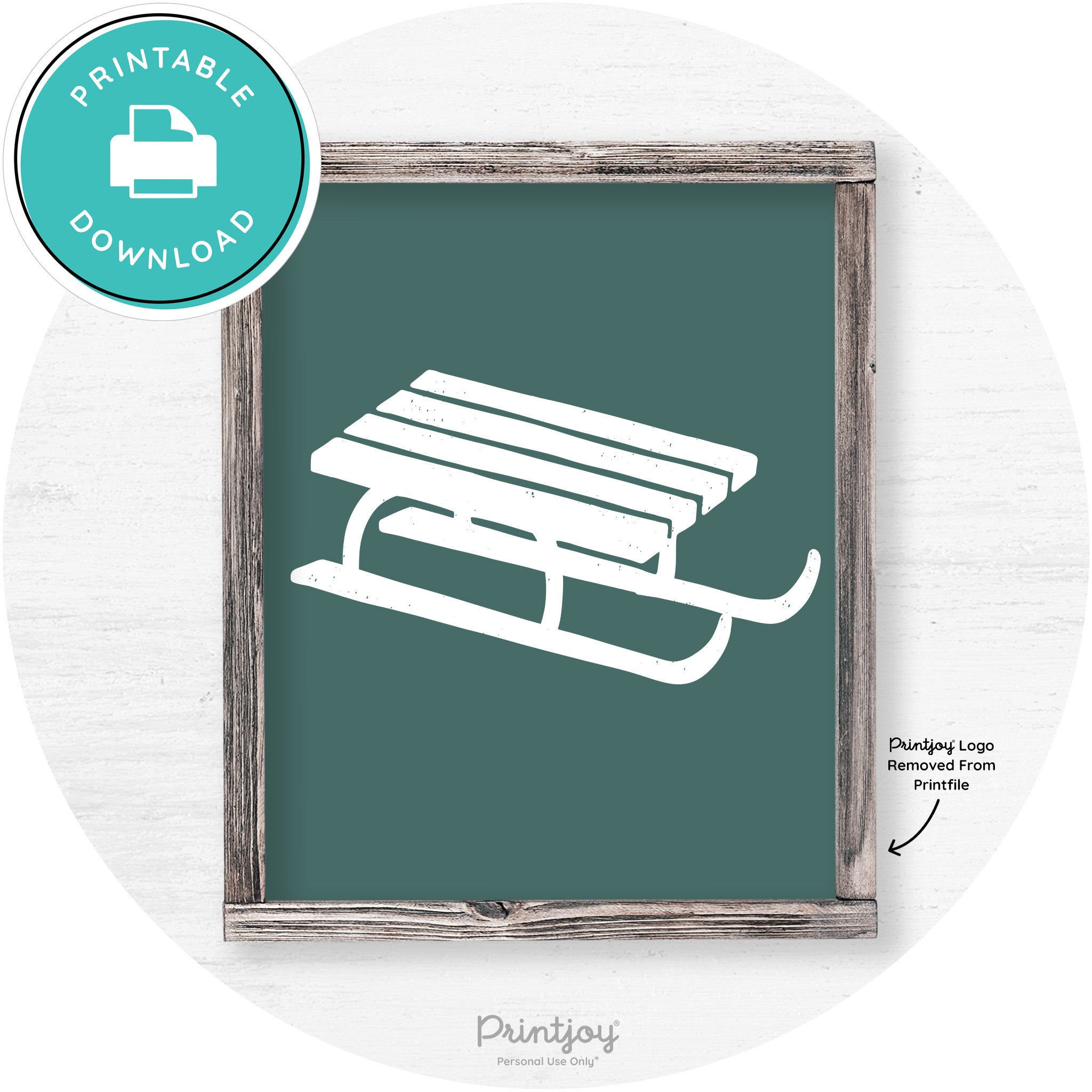 Winter Old Fashioned Sled Rustic Farmhouse Wall Art Free Printable - Printjoy