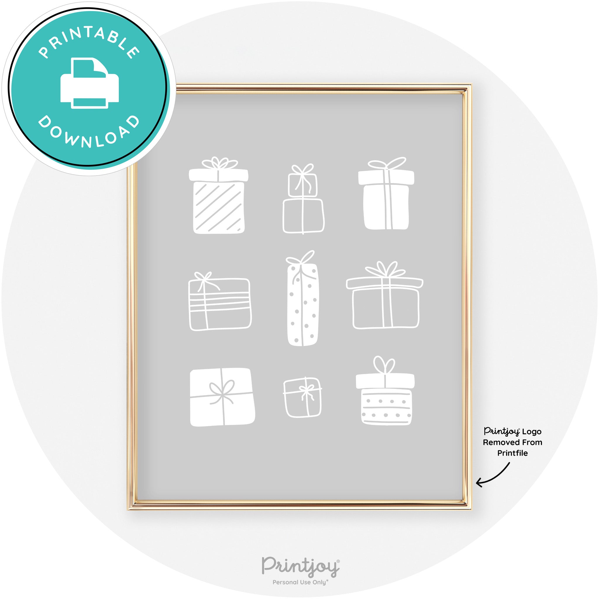 Presents Christmas Gifts Cute Modern Chic Wall Art Free Printable - Printjoy