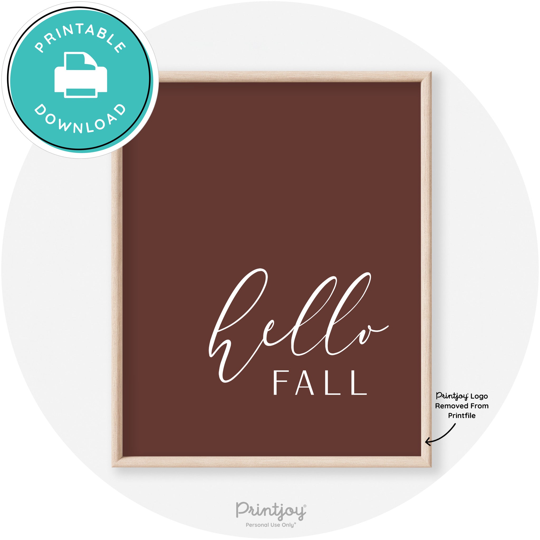 Hello Fall Cursive Modern Transitional Fall Wall Art Decor Free Printable - Printjoy