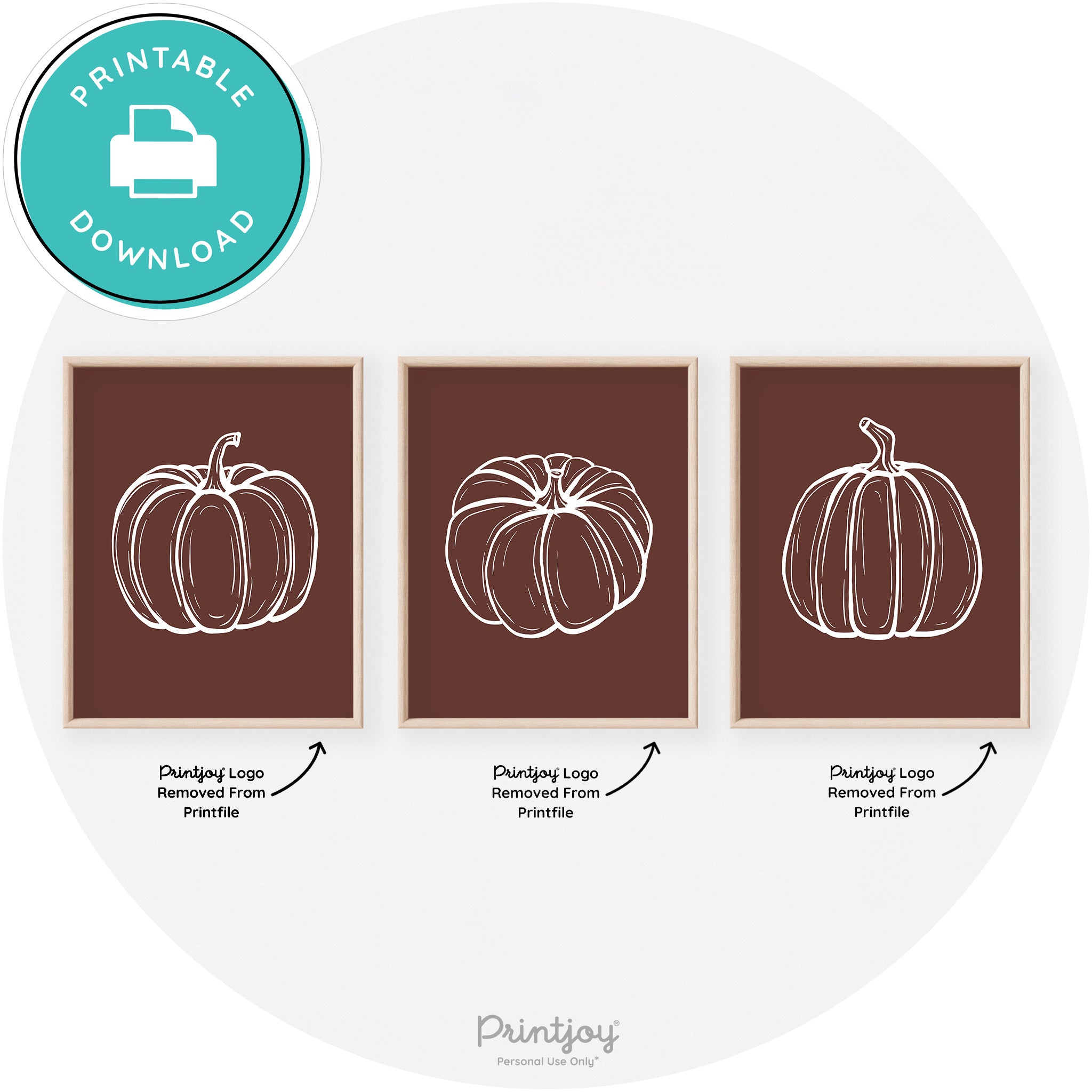 Pumpkin Drawings Set Of 3 Modern Transitional Wall Art Free Printable - Printjoy