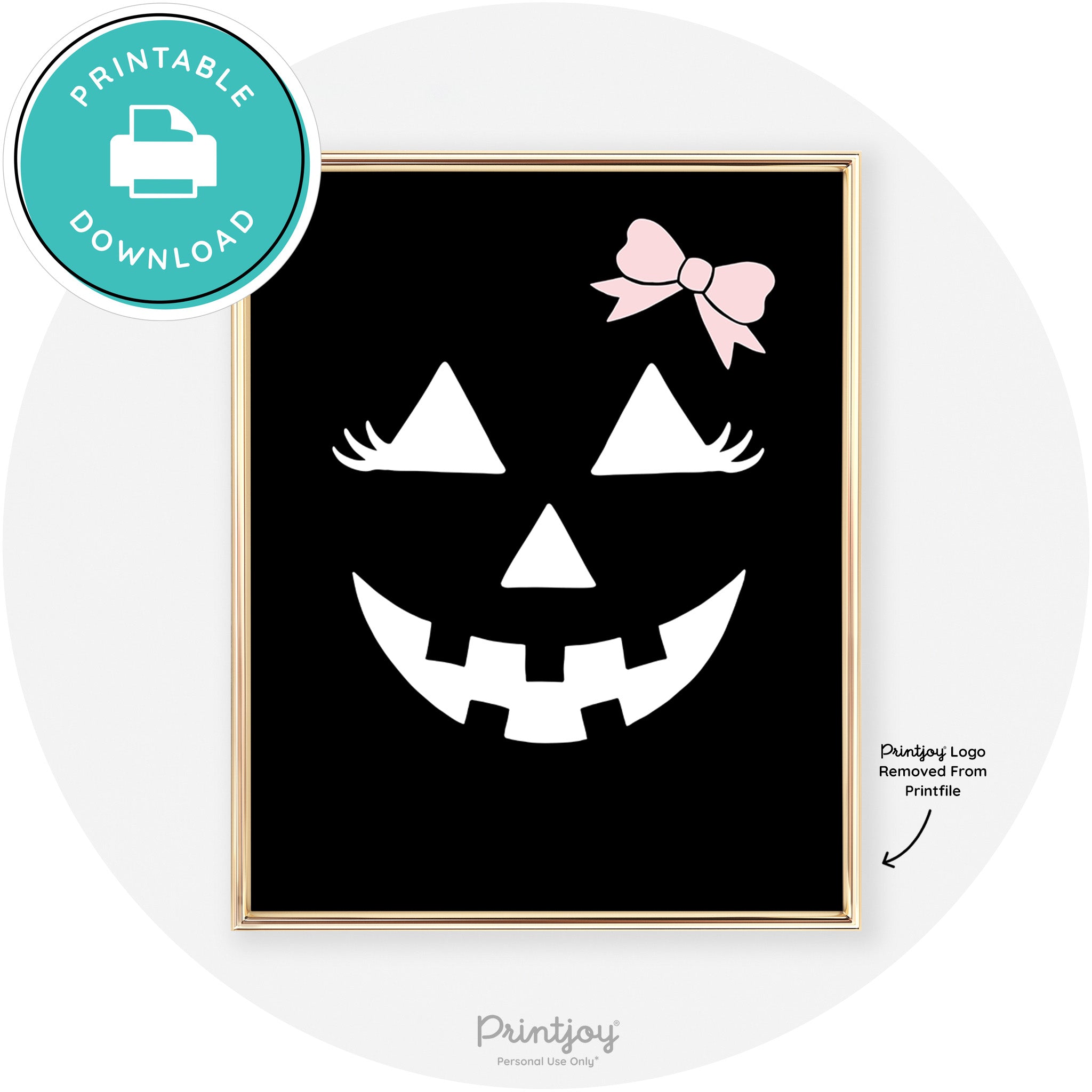 Girl Jack O Lantern Fun Cute Chic Halloween Wall Art Free Printable - Printjoy