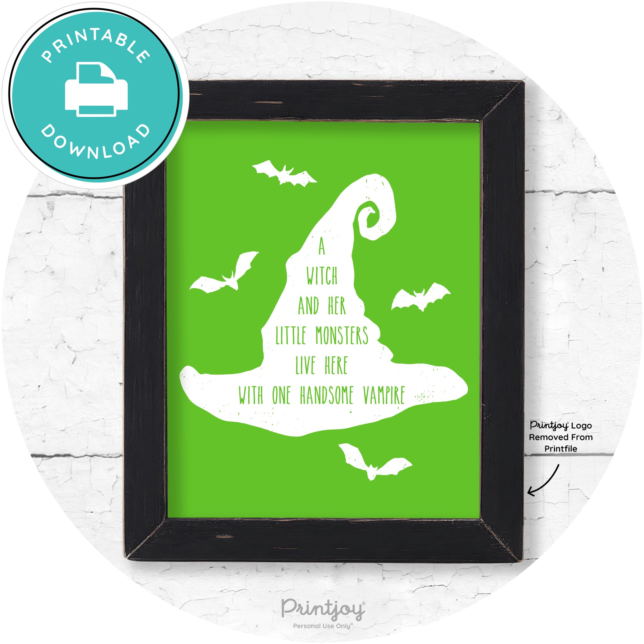 Fun Halloween Family Farmhouse Witch Hat Wall Art Free Printable - Printjoy