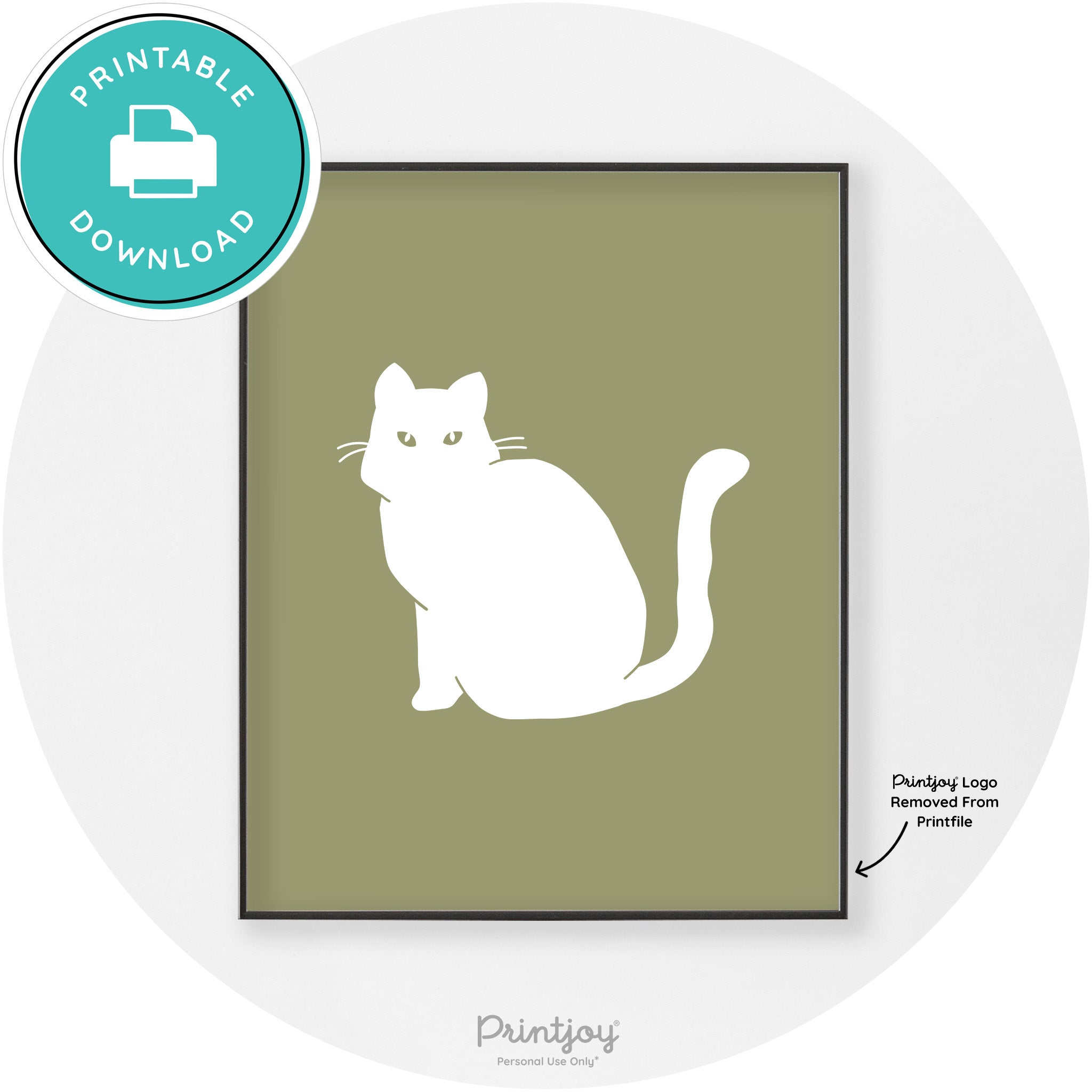 Halloween Spooky Cat Modern Chic Wall Art Decor Printable - Printjoy