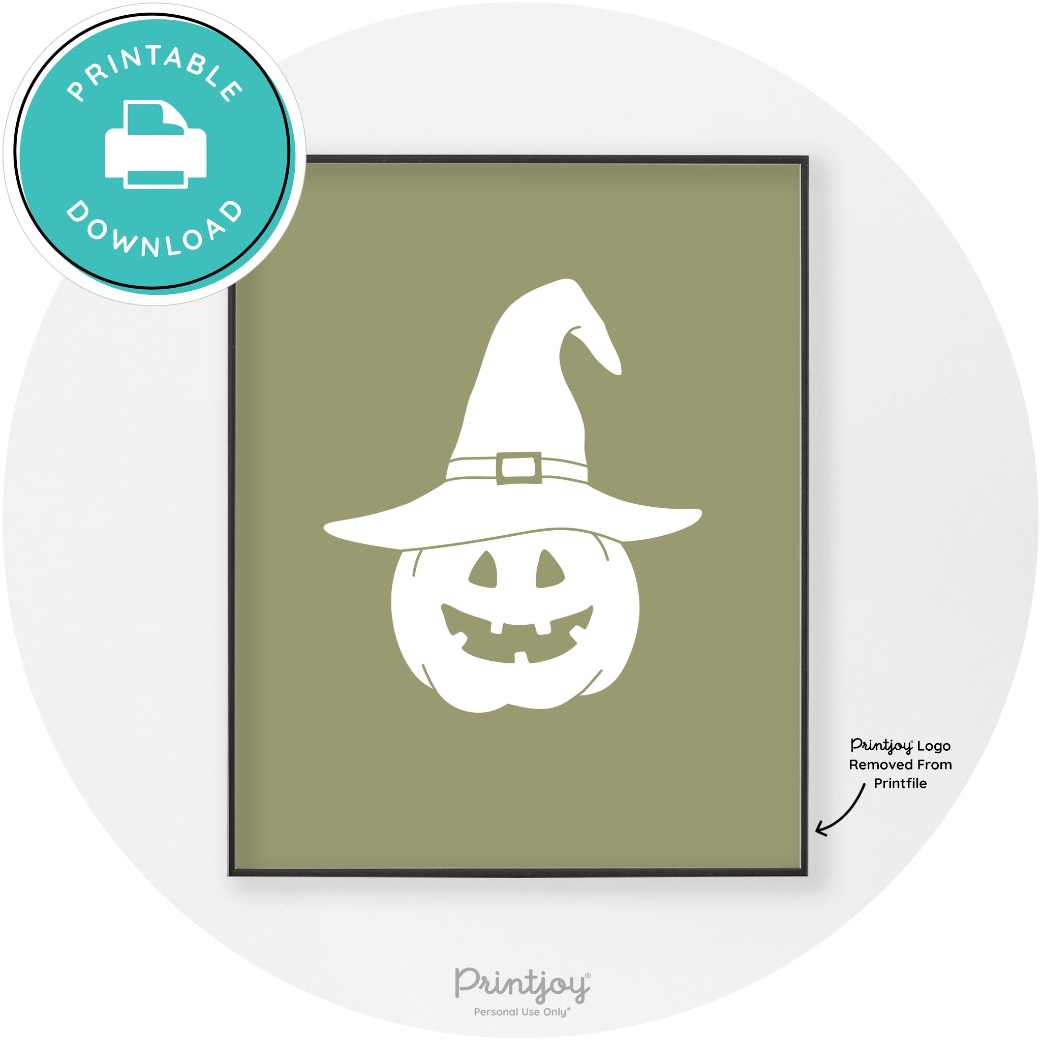Halloween Cute Witch Jack O Lantern Chic Wall Art Printable - Printjoy