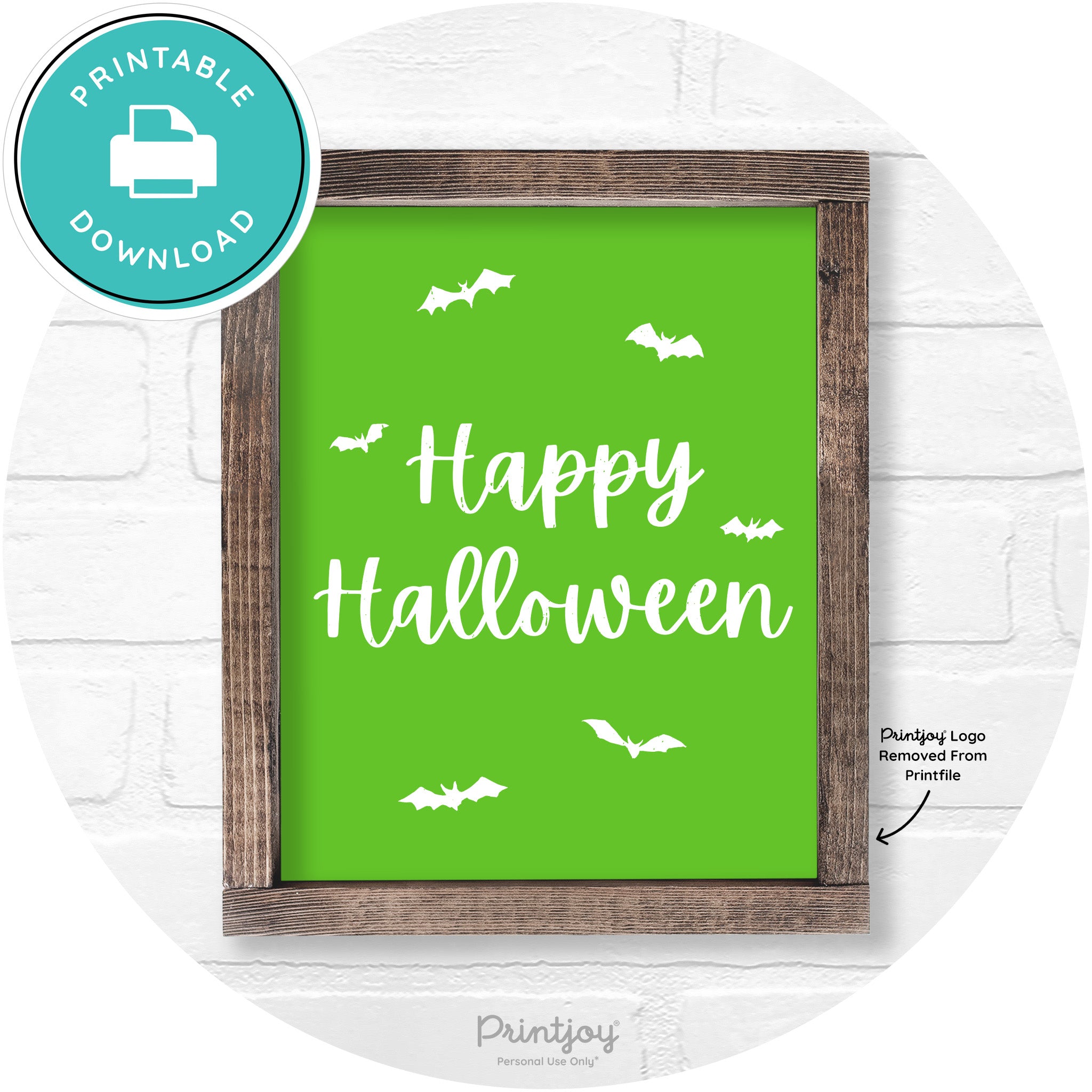 Happy Halloween Bats Rustic Farmhouse Wall Art Free Printable - Printjoy