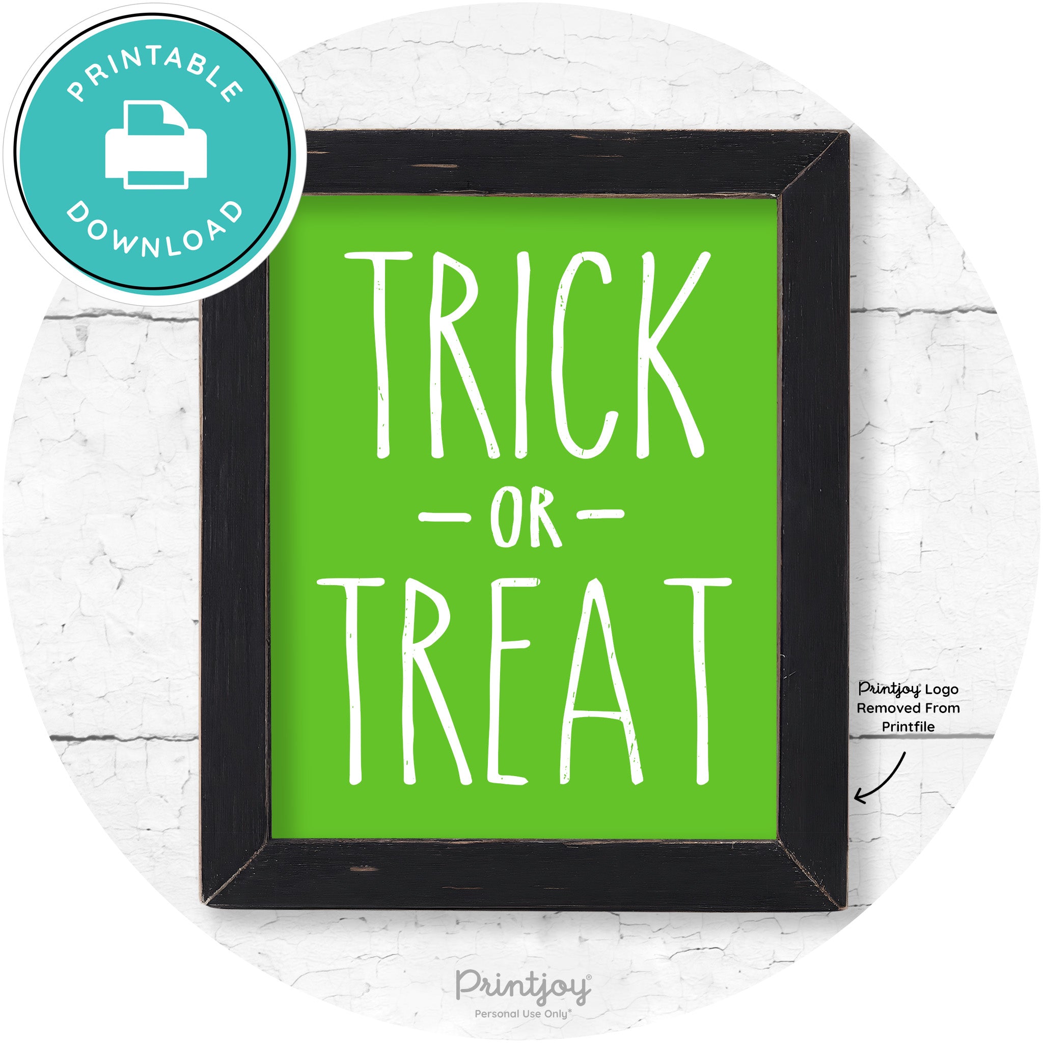 Trick Or Treat Lettering Farmhouse Halloween Wall Art Free Printable - Printjoy