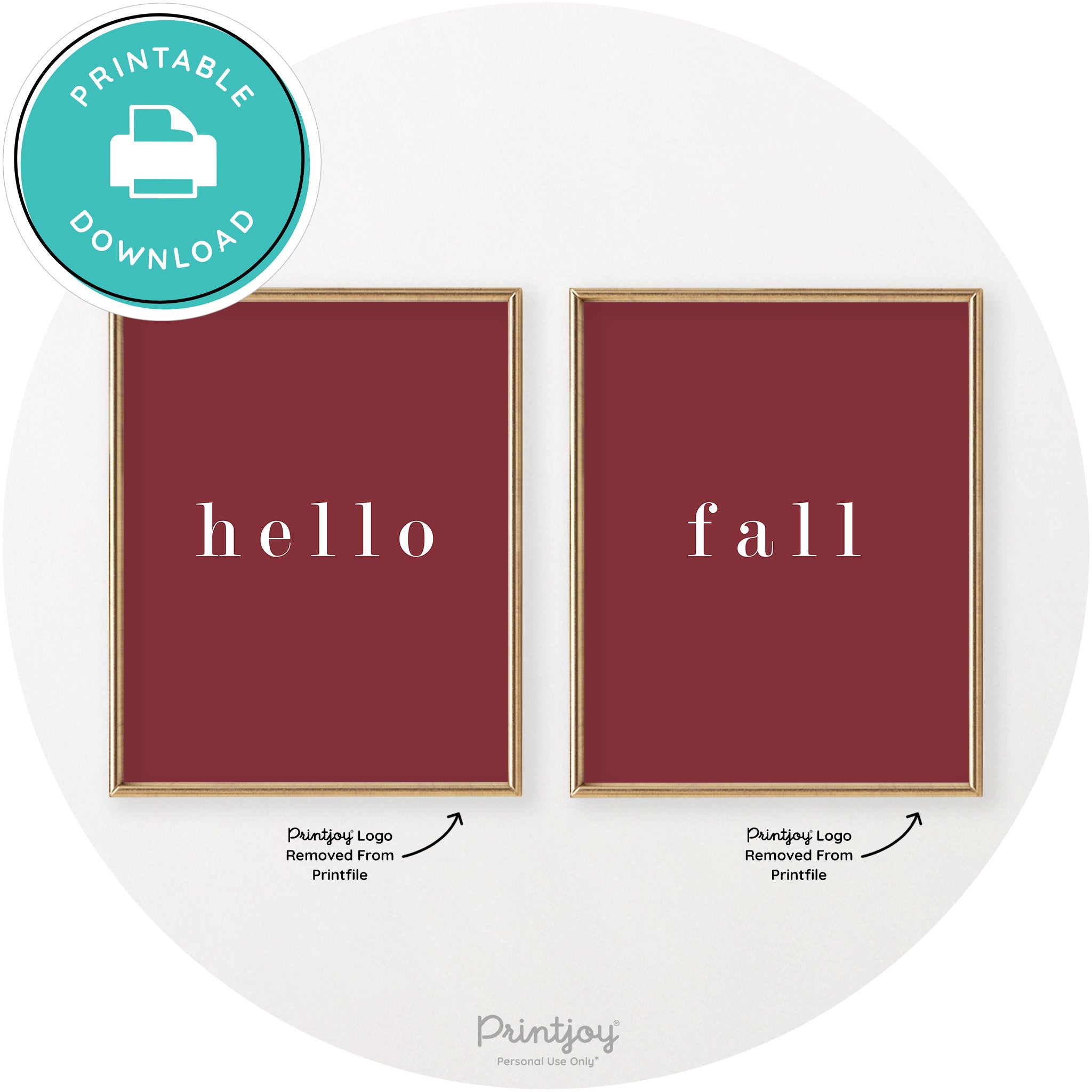 Hello Fall Set Of 2 Simple Modern Chic Wall Art Decor Free Printable - Printjoy