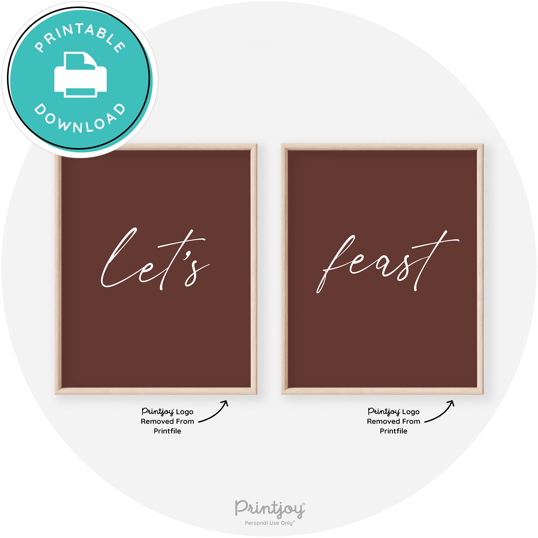 Let's Feast Set Of 2 Thanksgiving Transitional Wall Art Free Printable - Printjoy