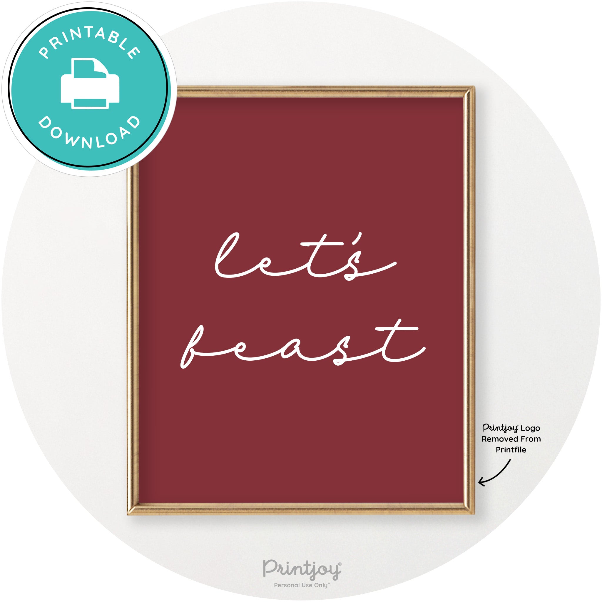 Let's Feast Cute Thanksgiving Modern Chic Wall Art Printable - Printjoy