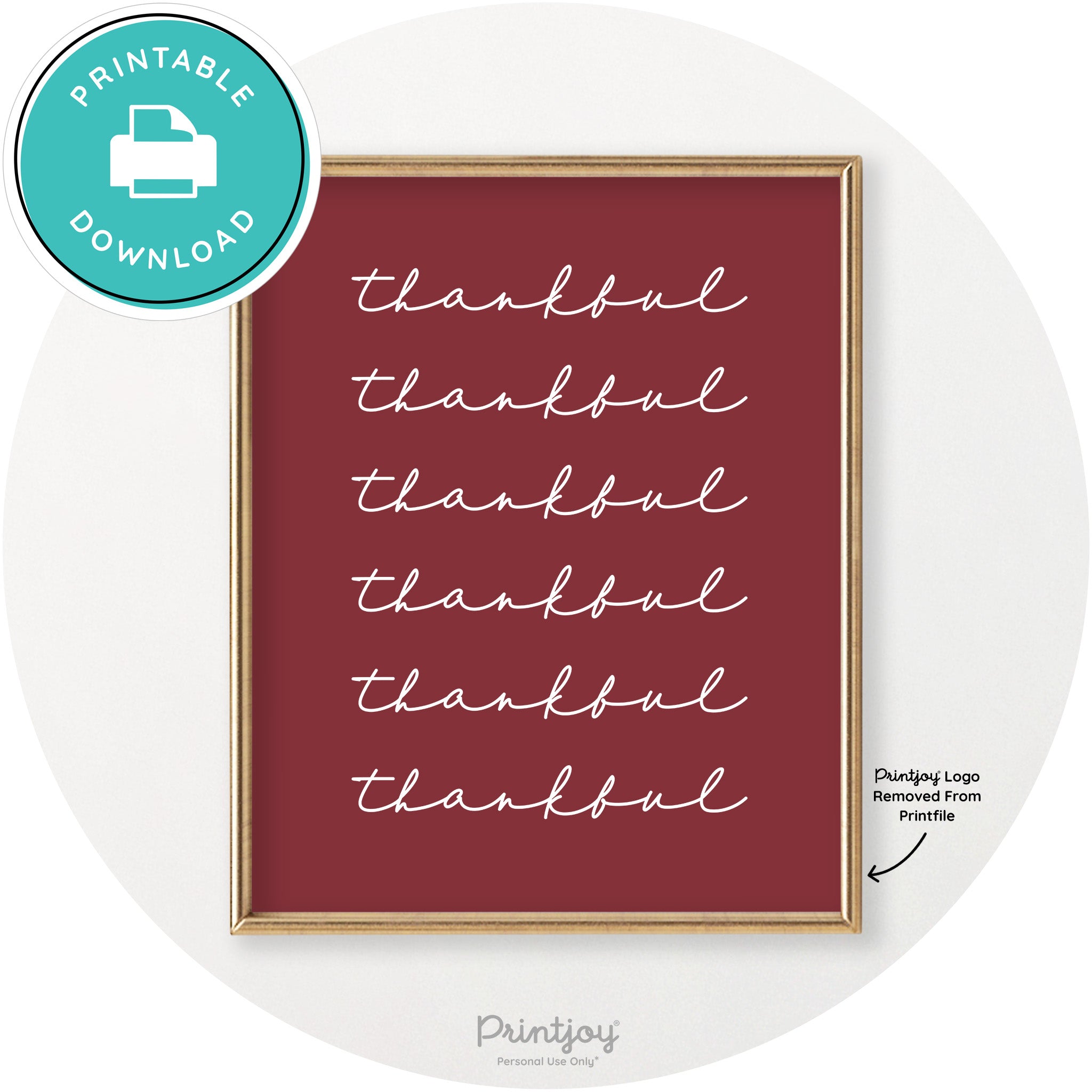 Thankful Pattern Cute Thanksgiving Modern Chic Wall Art Printable - Printjoy