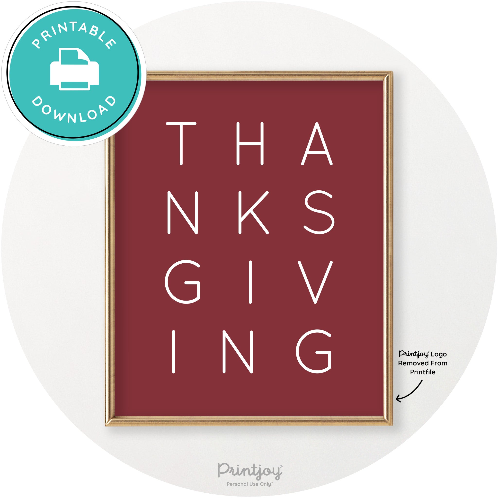 Thanksgiving Cute Typography Modern Chic Wall Art Printable - Printjoy