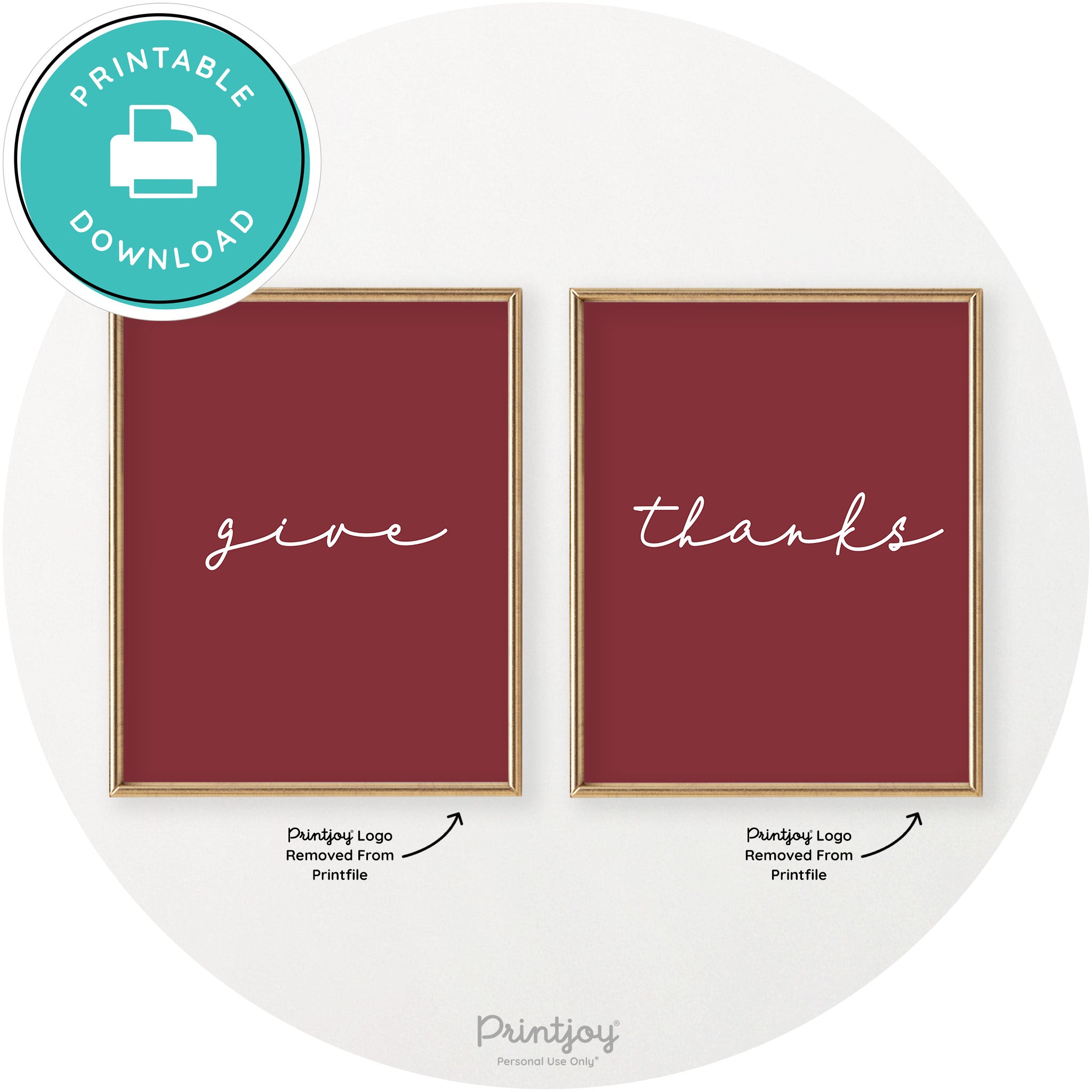 Give Thanks Set Of 2 Thanksgiving Chic Wall Art Decor Free Printable - Printjoy