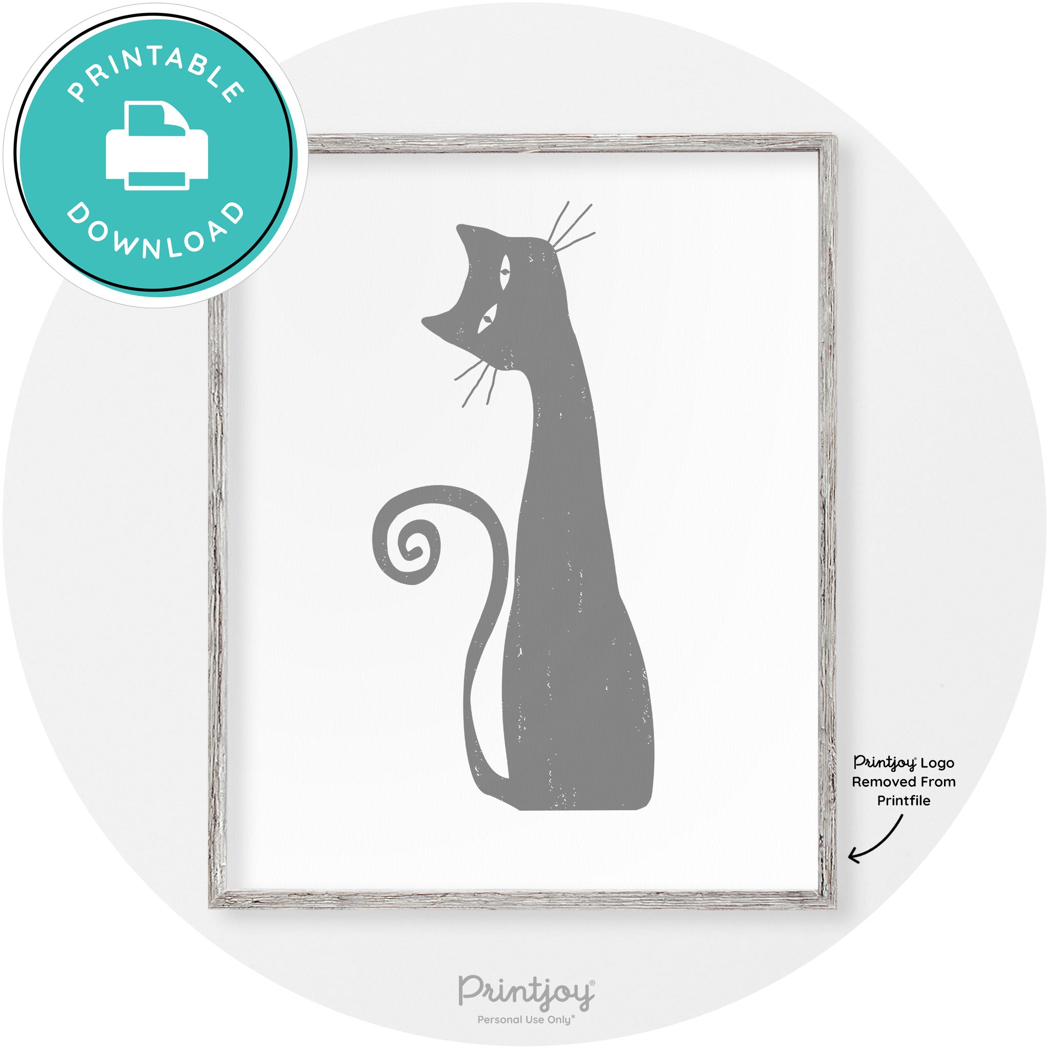 Creepy Skinny Cat Modern Vintage Halloween Wall Art Free Printable - Printjoy