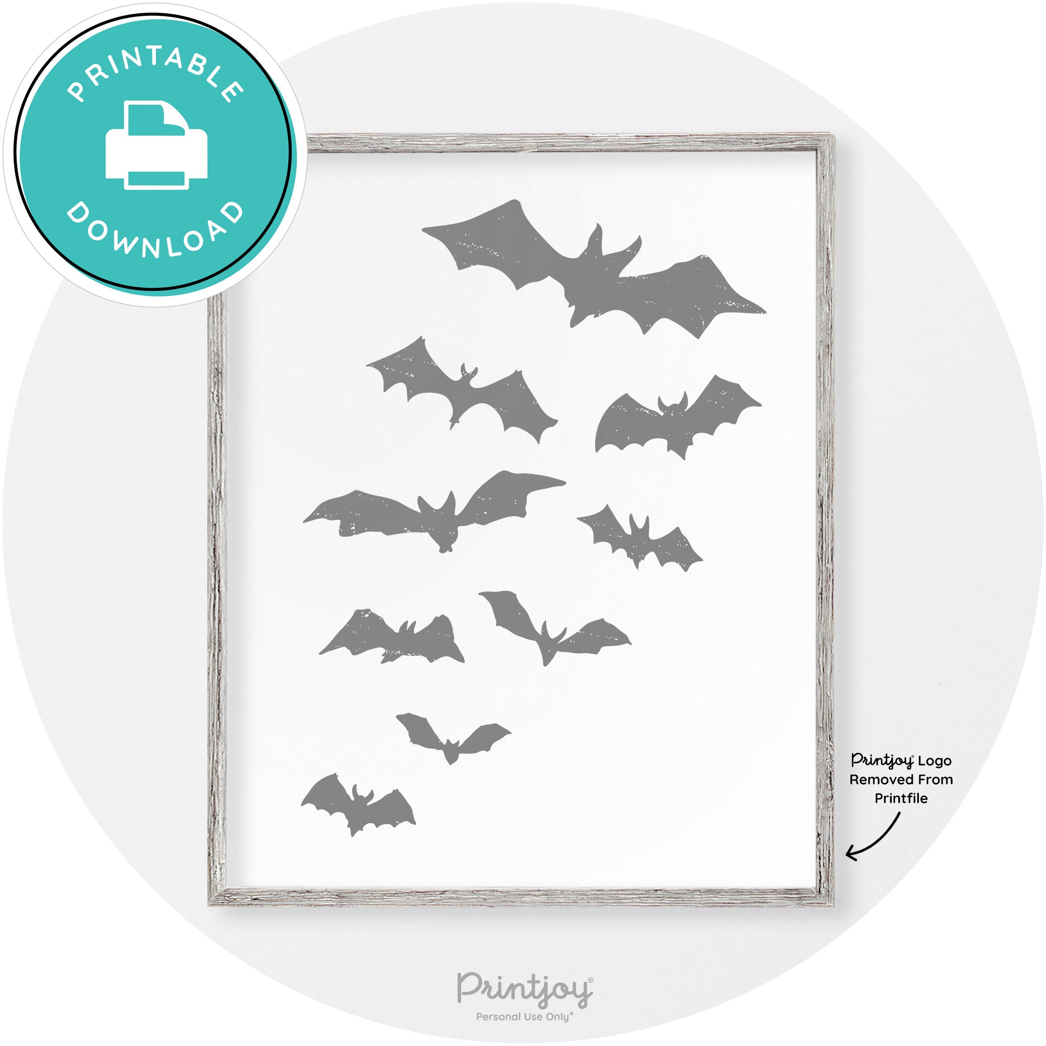 Halloween Bats Silhouette Modern Vintage Wall Art Free Printable - Printjoy