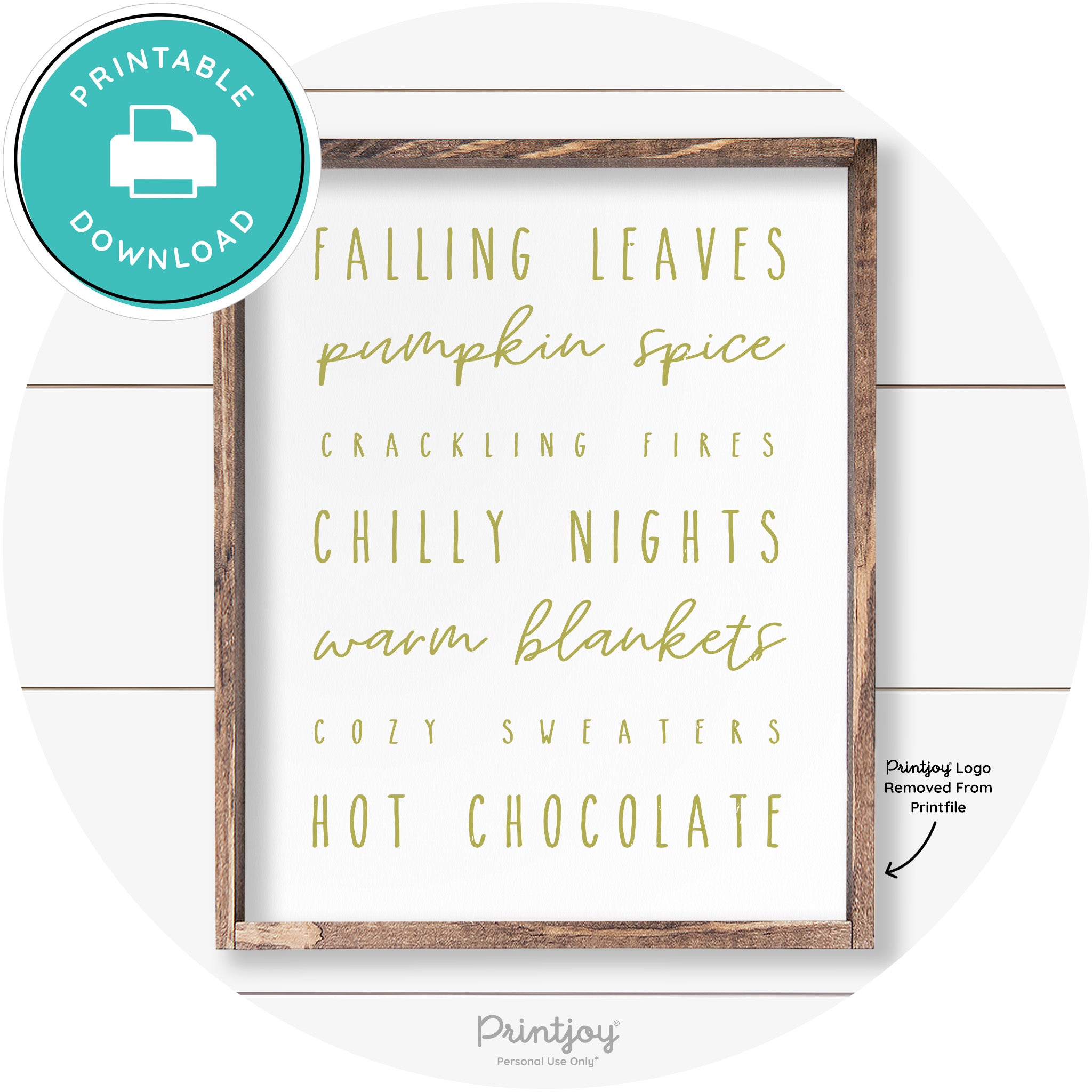 Fall Favorite Things Cute Farmhouse Autumn Wall Art Free Printable - Printjoy