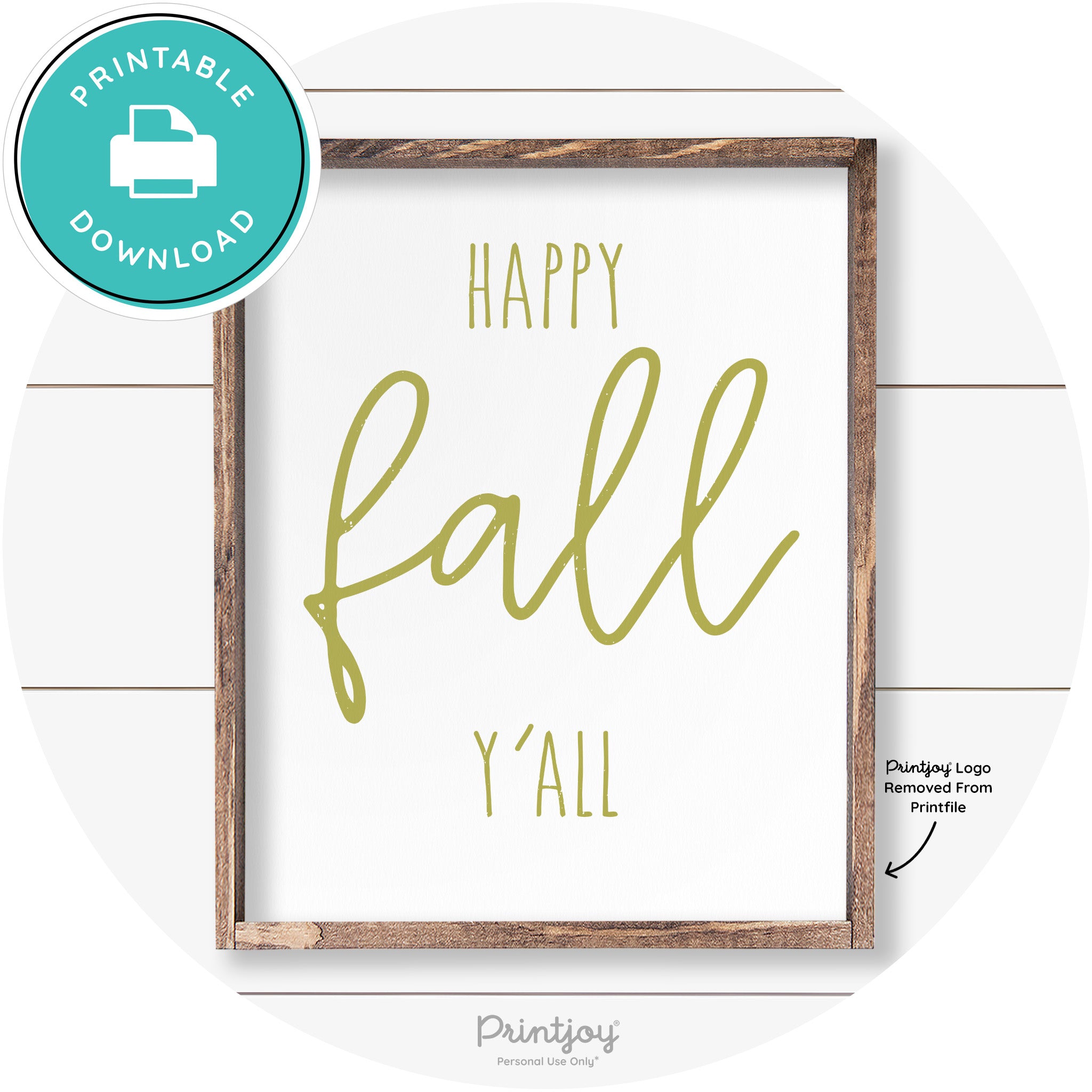 Happy Fall Y'all Cute Farmhouse Autumn Wall Art Decor Free Printable - Printjoy