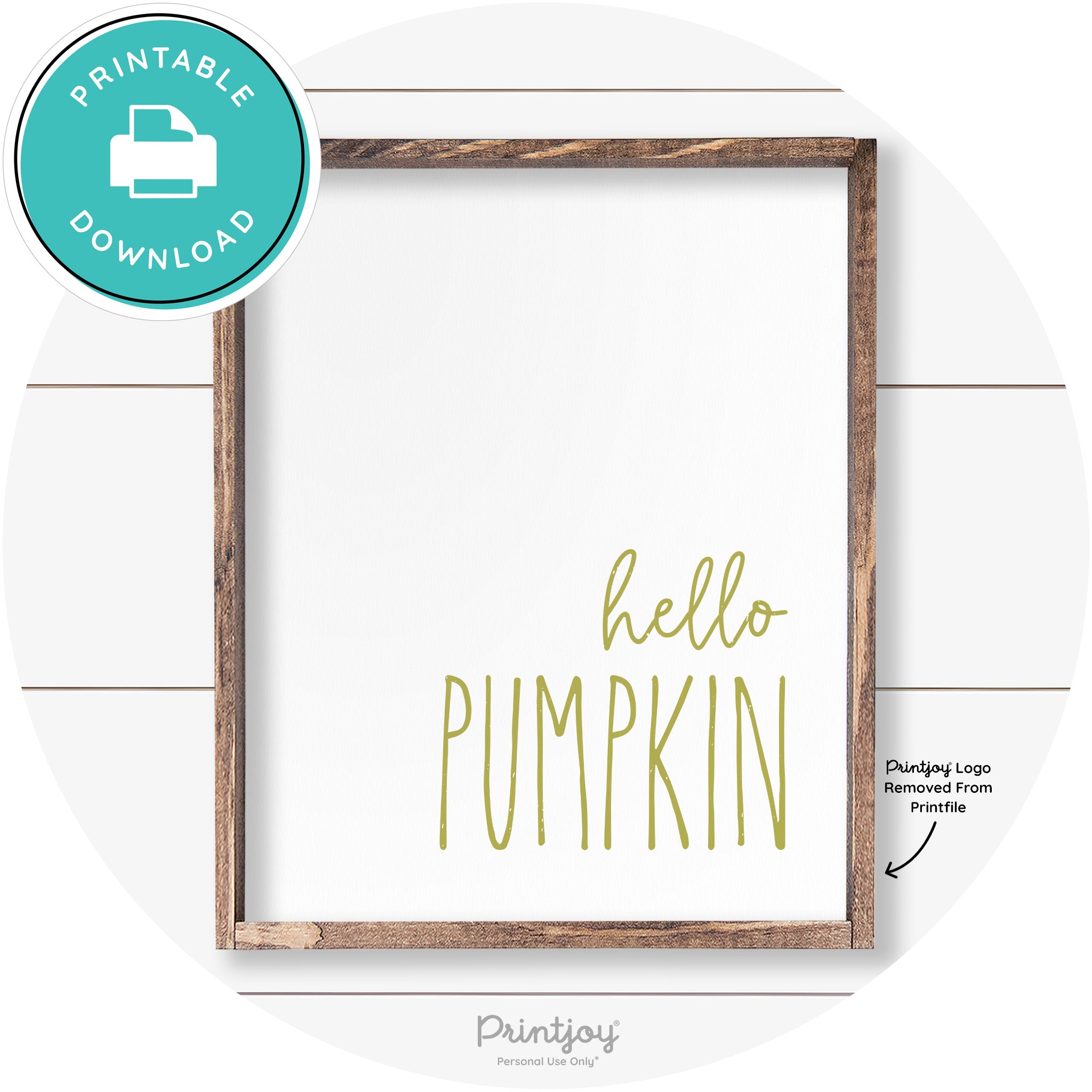 Hello Pumpkin Cute Fun Simple Farmhouse Wall Art Free Printable - Printjoy