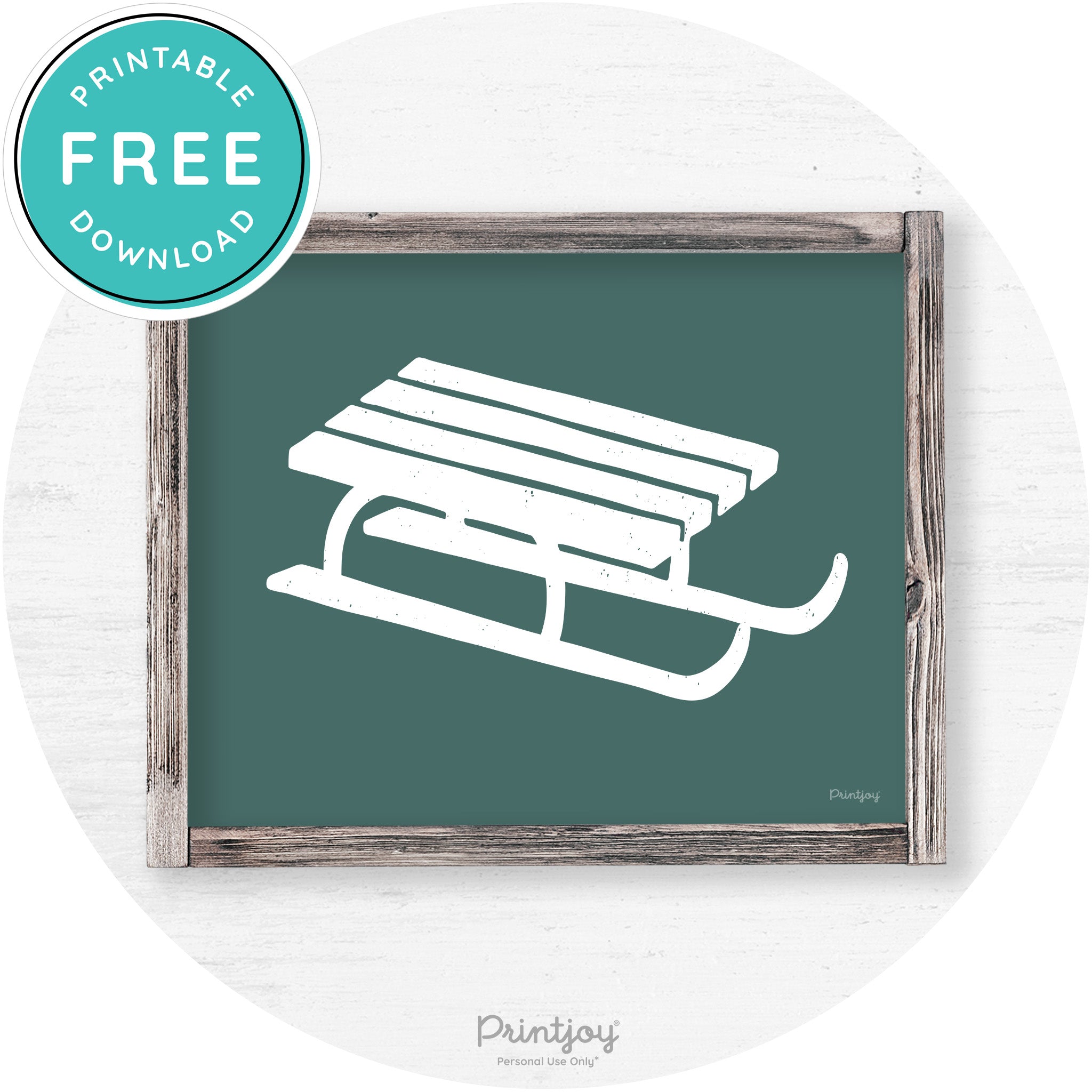 Winter Old Fashioned Sled Rustic Farmhouse Wall Art Free Printable - Printjoy