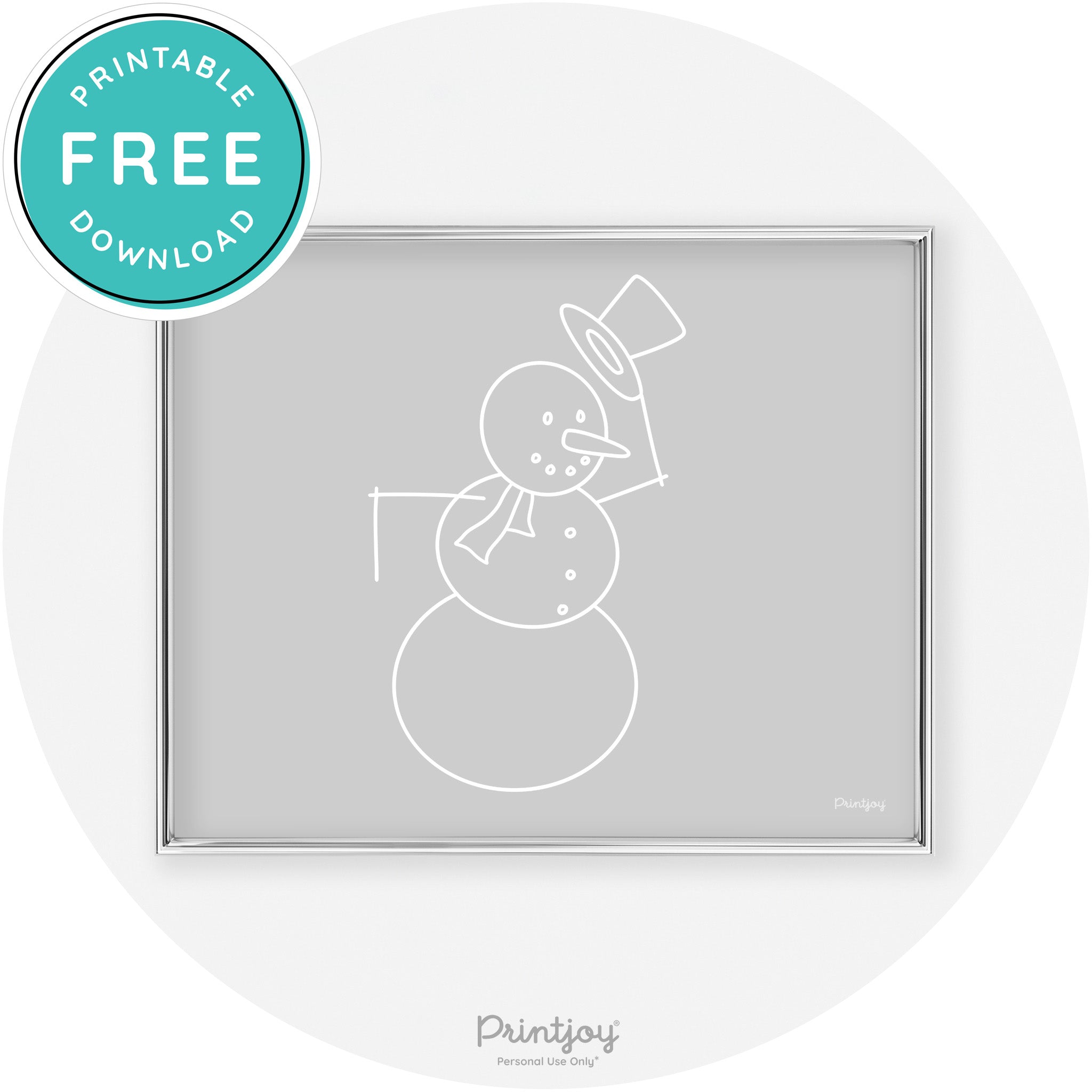 Snowman Line Art Cute Winter Modern Chic Wall Art Free Printable - Printjoy