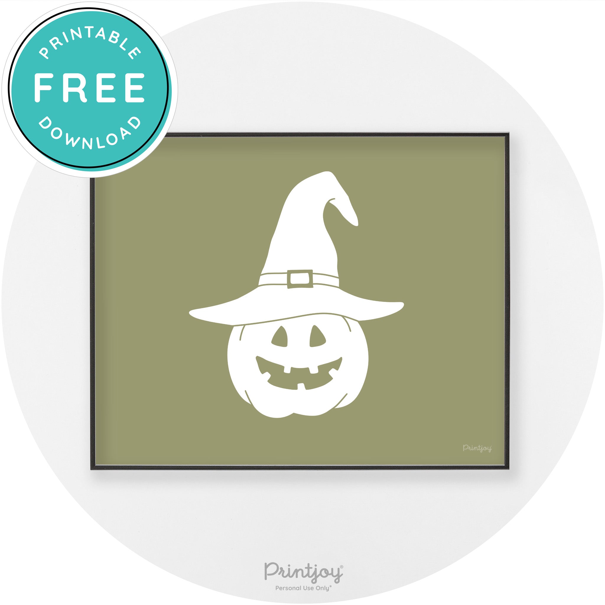 Halloween Cute Witch Jack O Lantern Chic Wall Art Printable - Printjoy