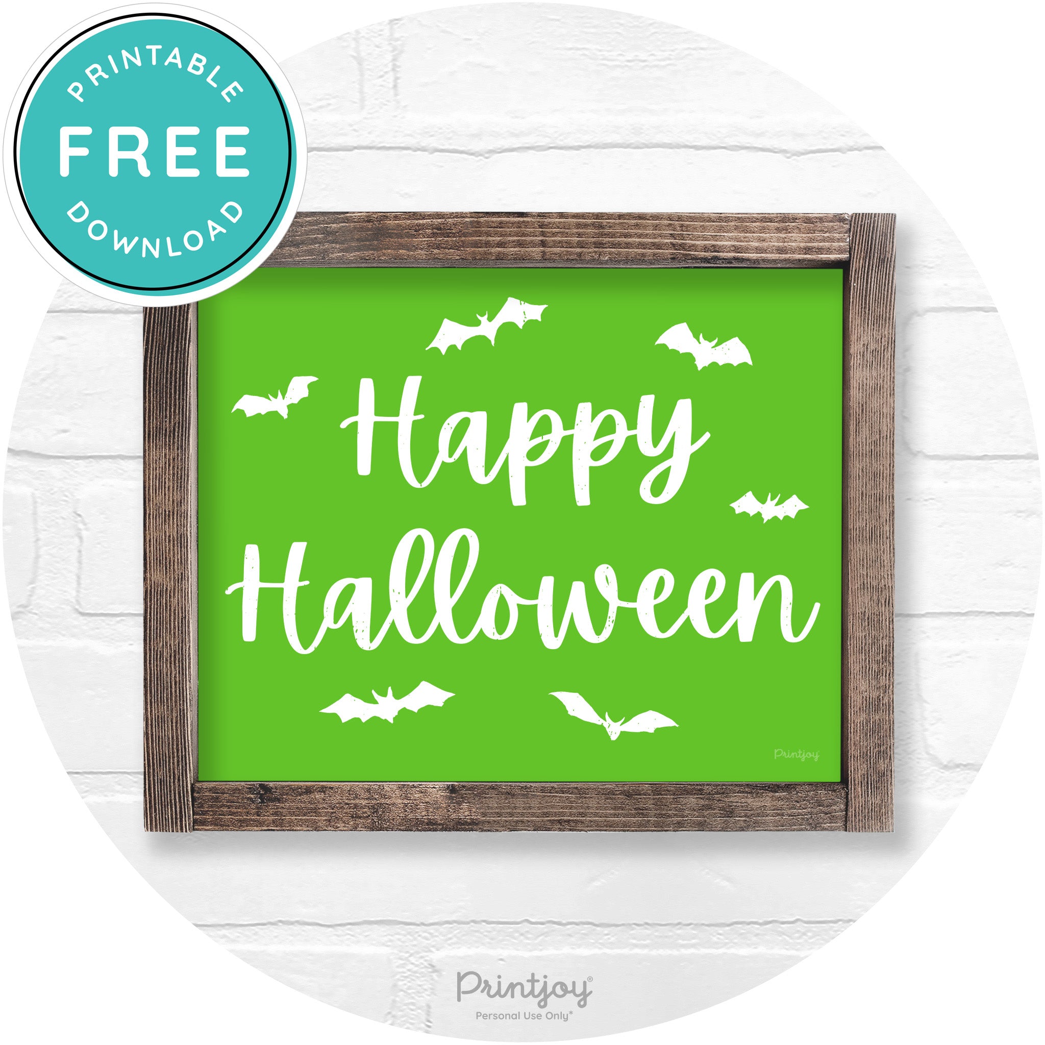 Happy Halloween Bats Rustic Farmhouse Wall Art Free Printable - Printjoy