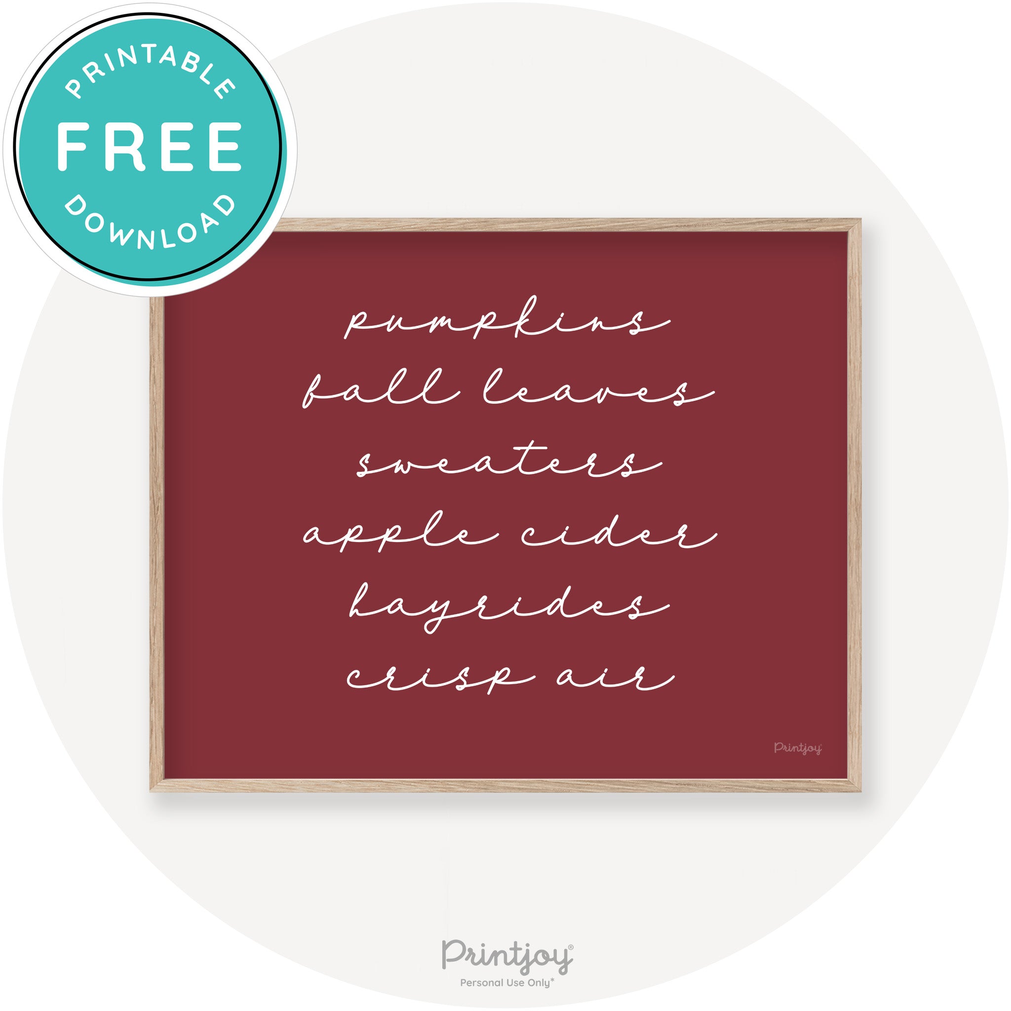 Fall Favorite Things Cute Modern Chic Decor Wall Art Printable - Printjoy