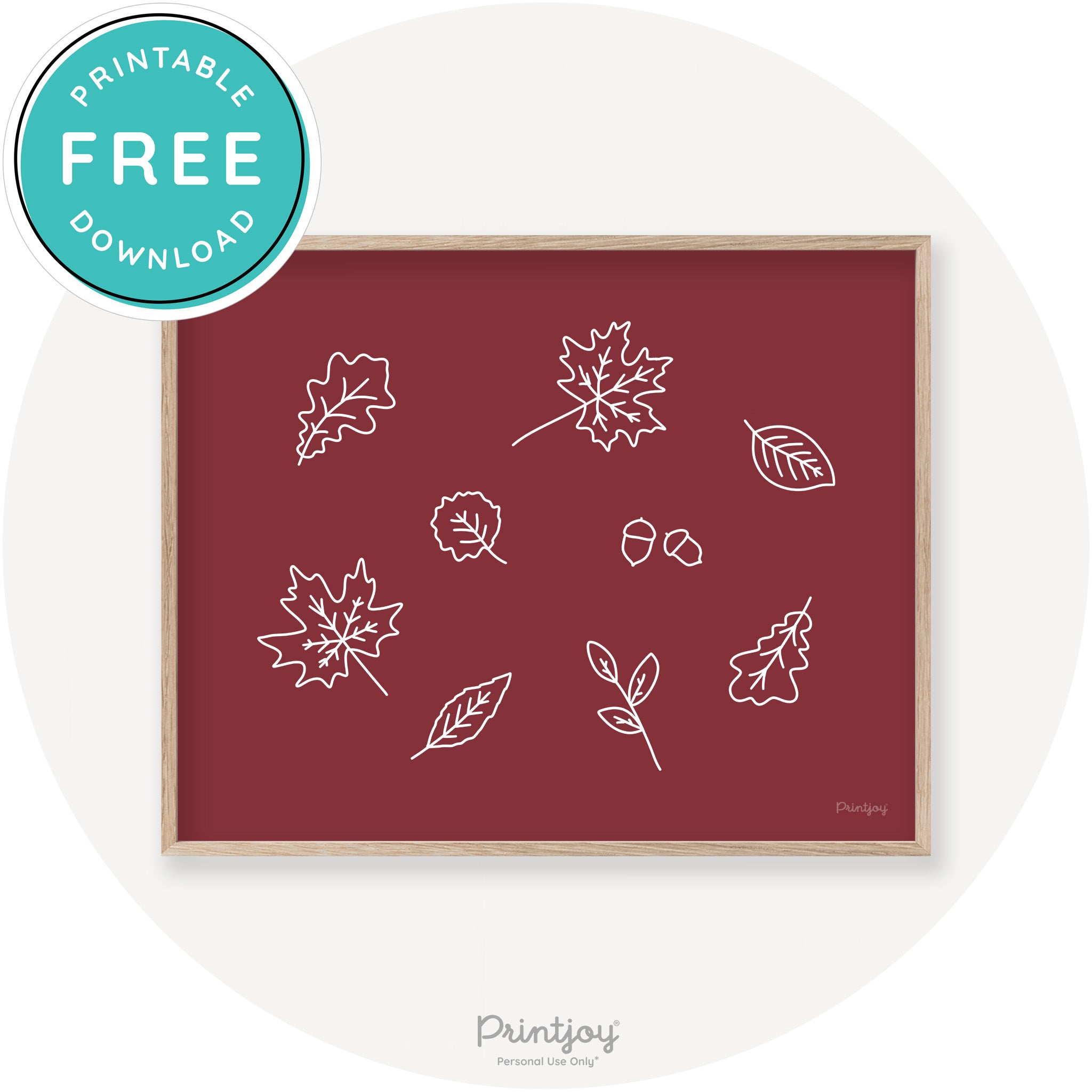 Fall Leaves Line Art Cute Fall Modern Chic Wall Art Printable - Printjoy