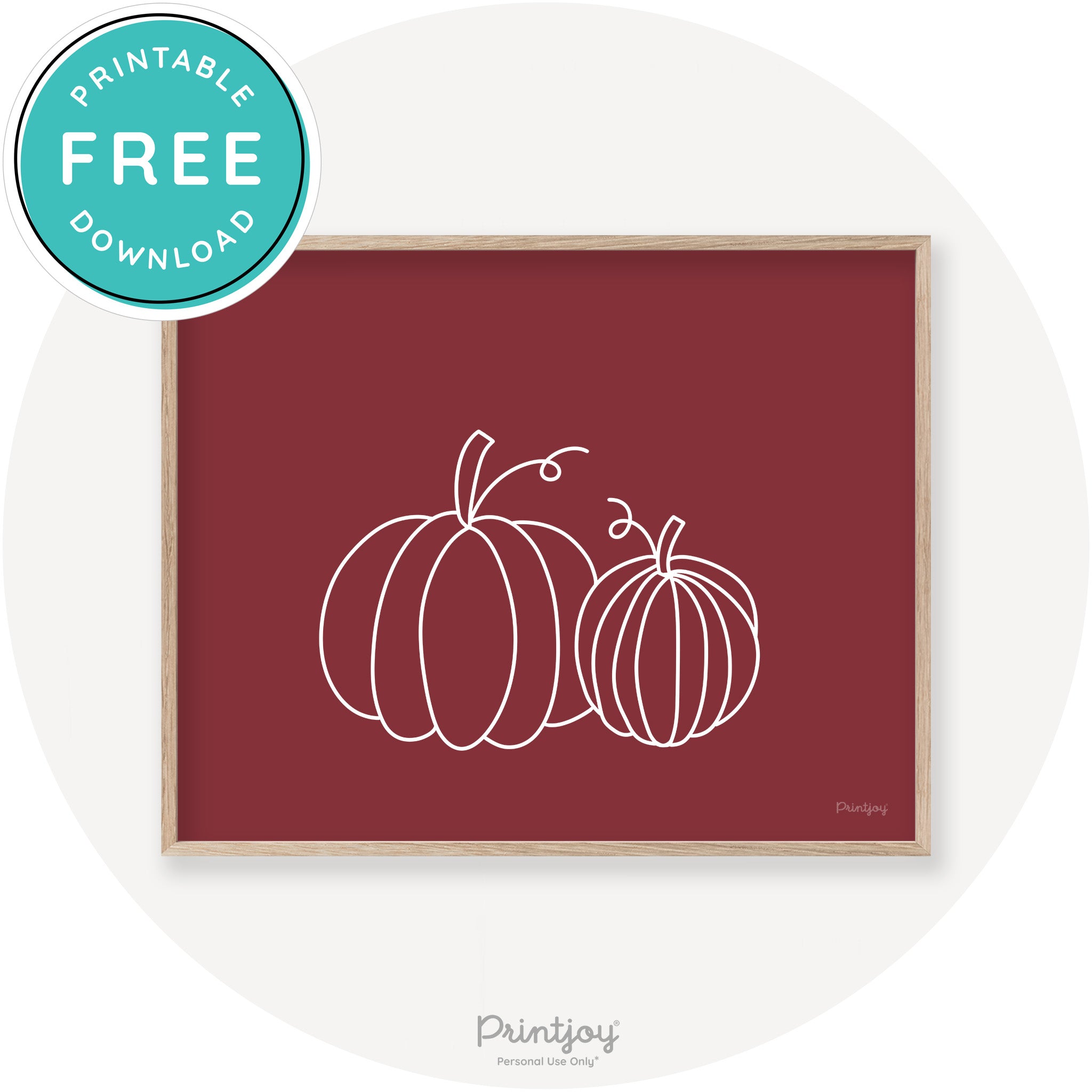 Pumpkin Pair Line Art Cute Fall Modern Chic Wall Art Printable - Printjoy