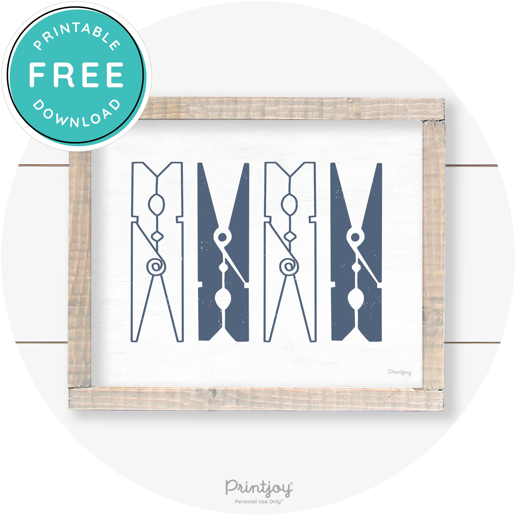Clothespins Cute Laundry Room Farmhouse Wall Art Free Printable - Printjoy