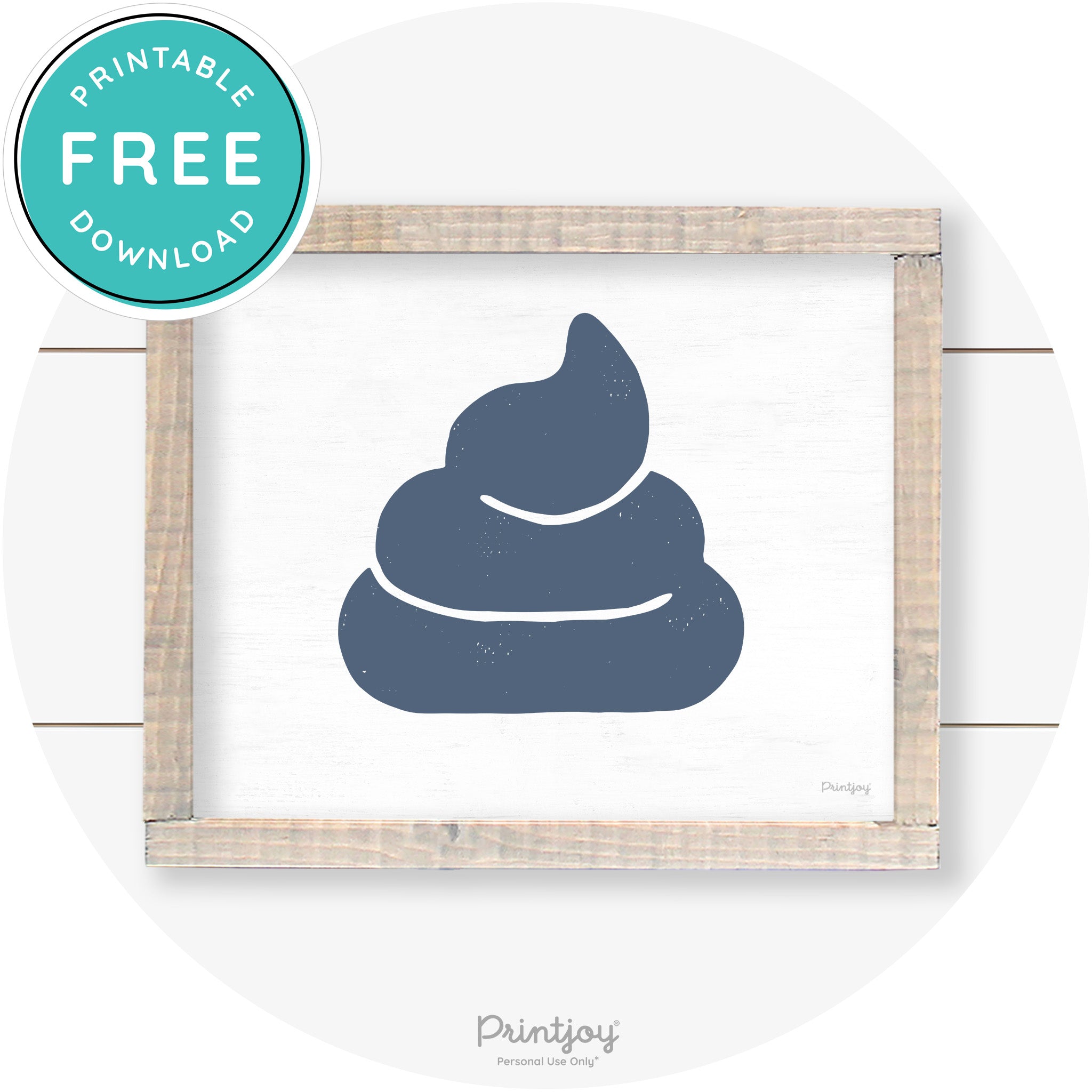 Poop Emoji Silhouette Funny Bathroom Sign Wall Art Free Printable - Printjoy