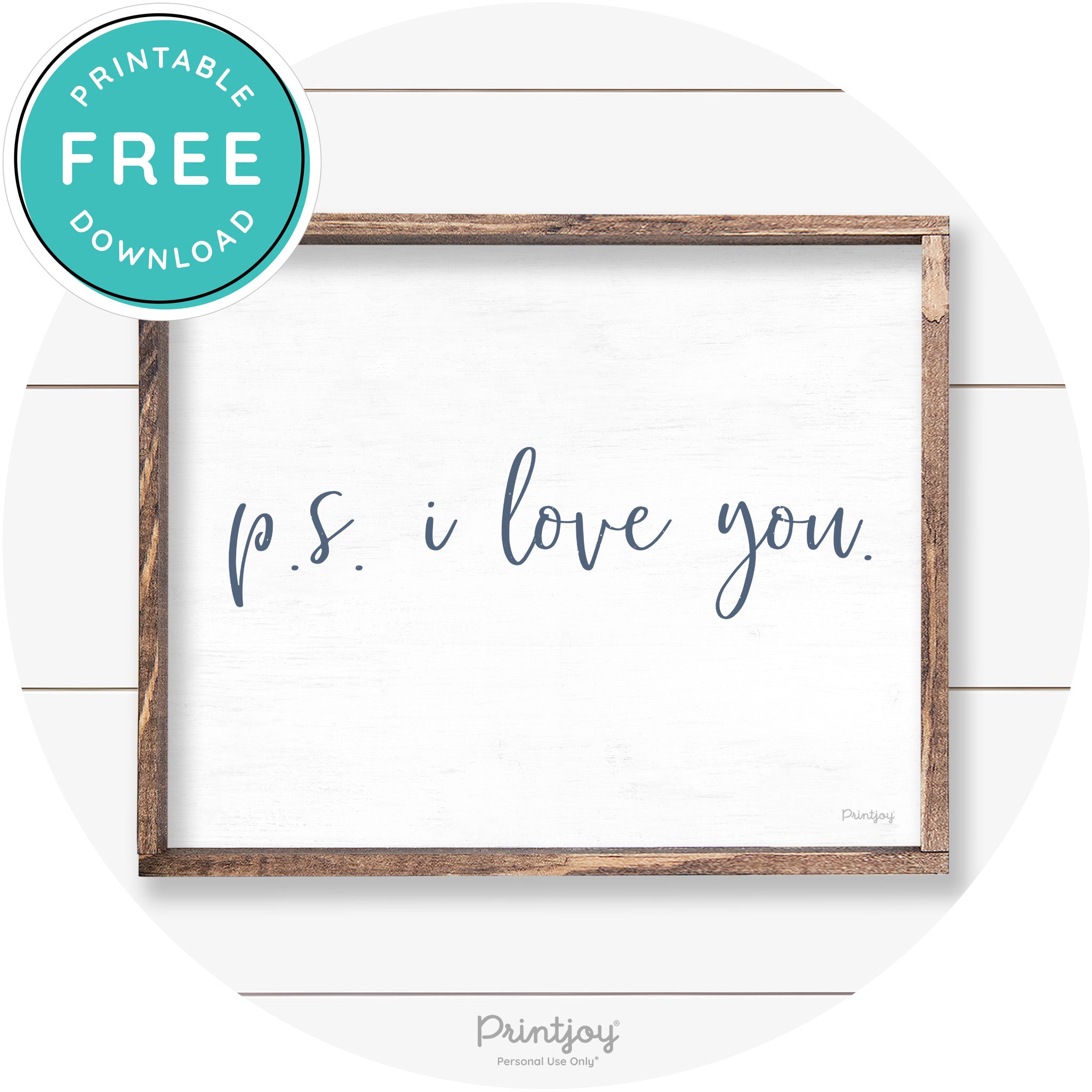 P.S. I Love You Cute Couples Farmhouse Wall Art Decor Free Printable - Printjoy