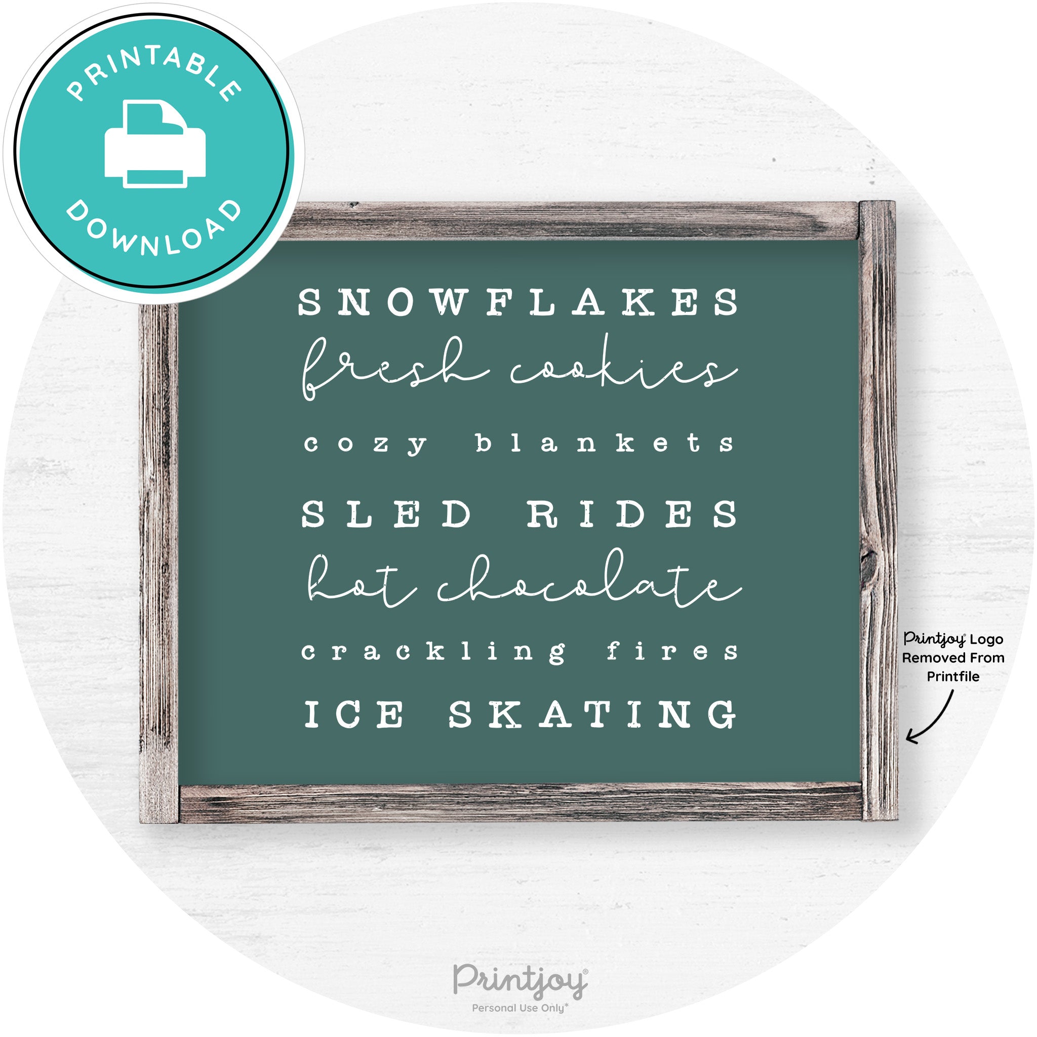 Winter Favorite Things Rustic Farmhouse Wall Art Decor Free Printable - Printjoy