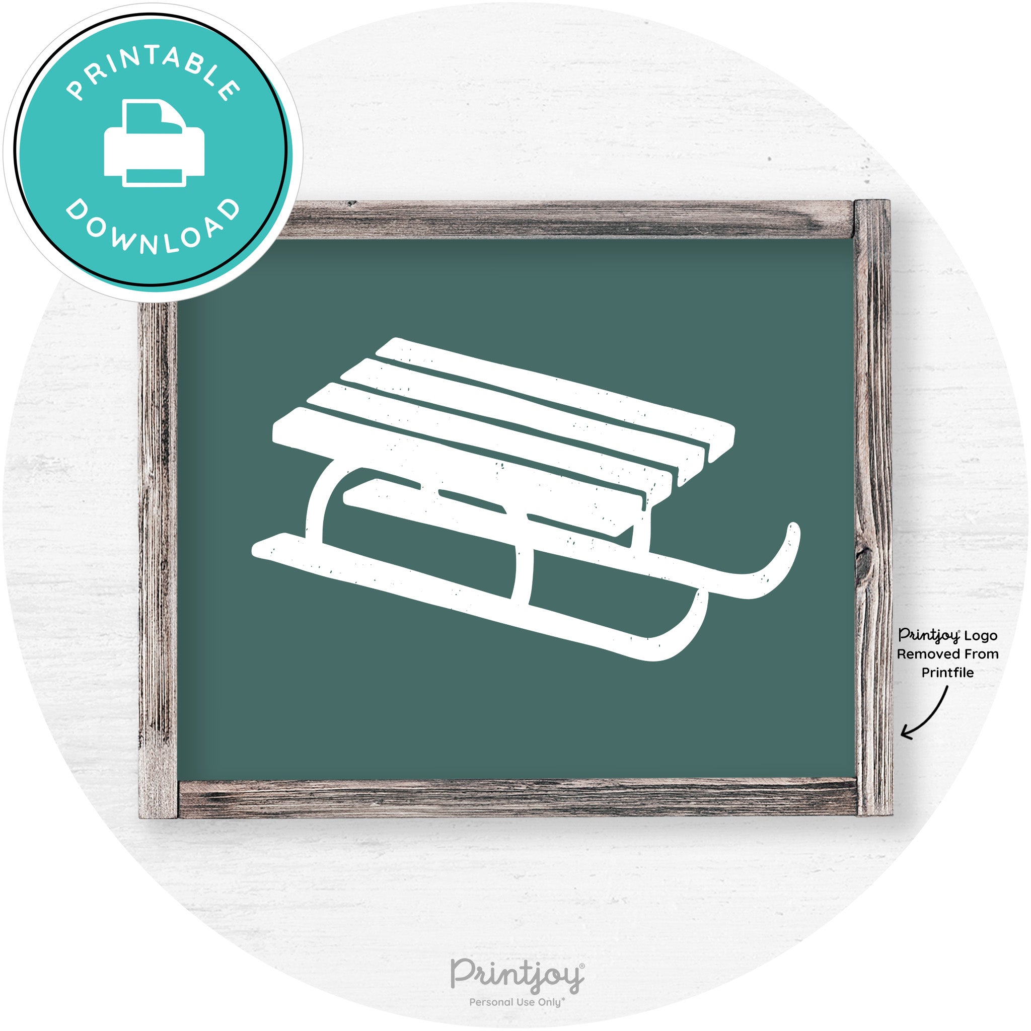 Winter Old Fashioned Sled Rustic Farmhouse Wall Art Free Printable - Printjoy