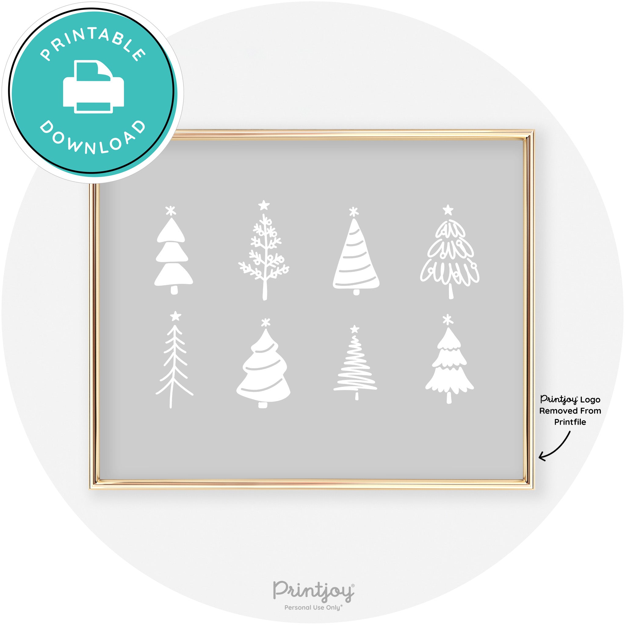 Christmas Trees Cute Modern Chic Wall Art Decor Free Printable - Printjoy