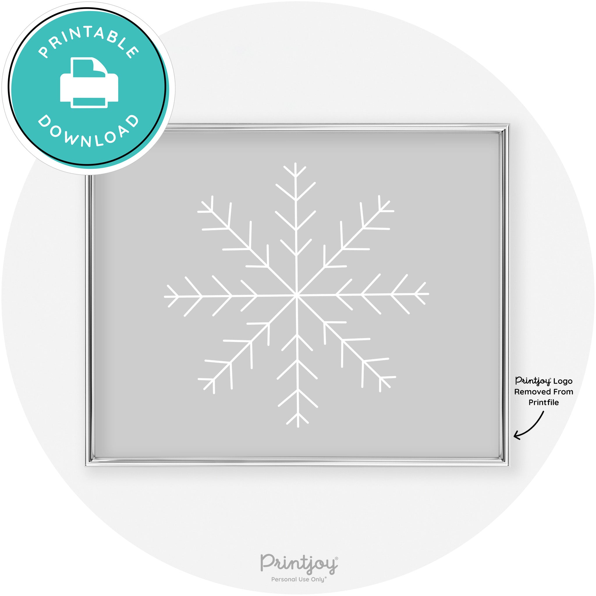 Snowflake Line Art Cute Winter Modern Chic Wall Art Free Printable - Printjoy