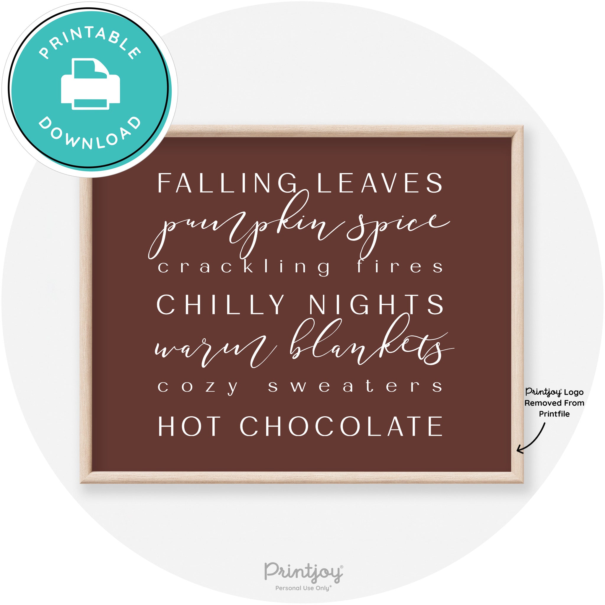 Fall Favorite Things Modern Transitional Decor Wall Art Free Printable - Printjoy