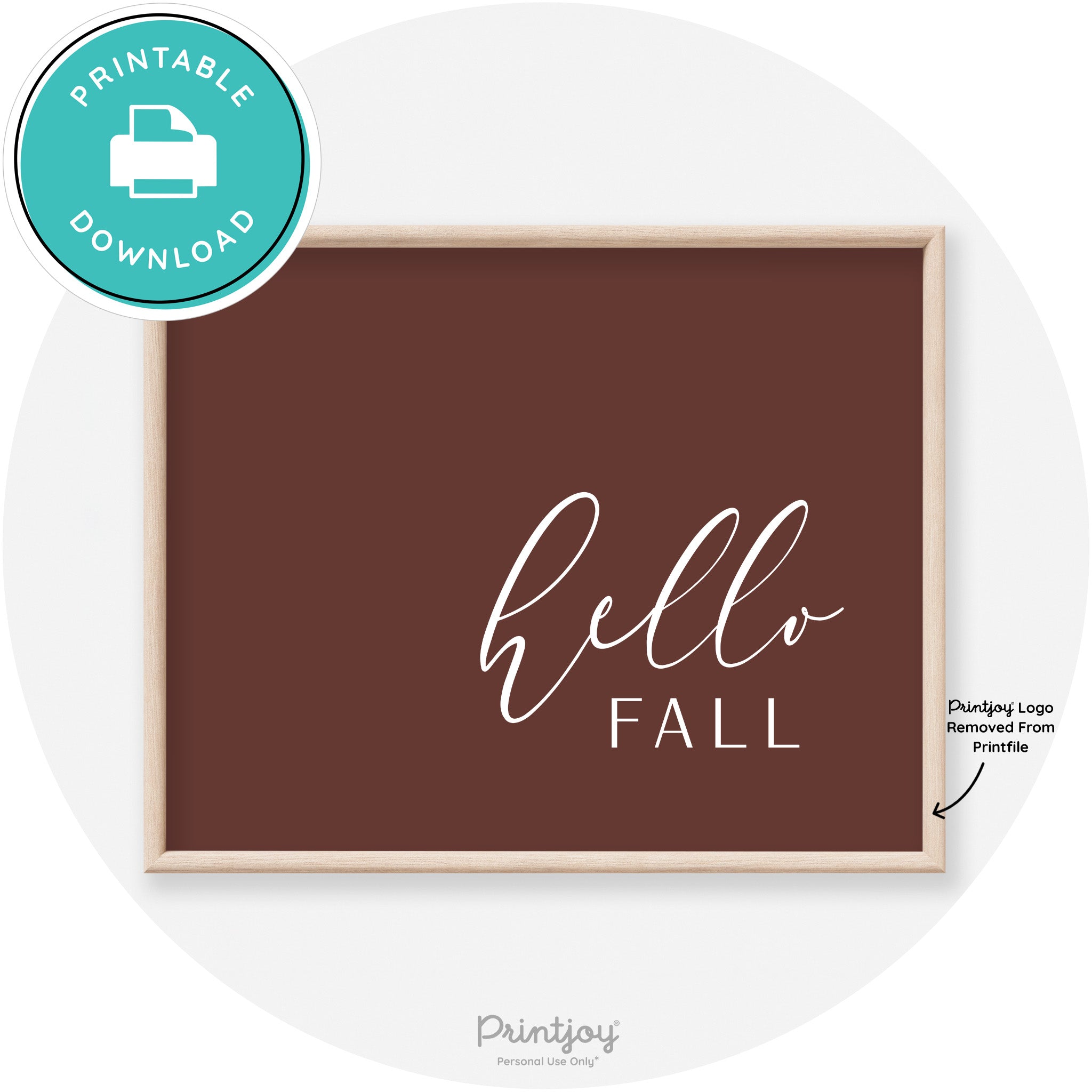 Hello Fall Cursive Modern Transitional Fall Wall Art Decor Free Printable - Printjoy