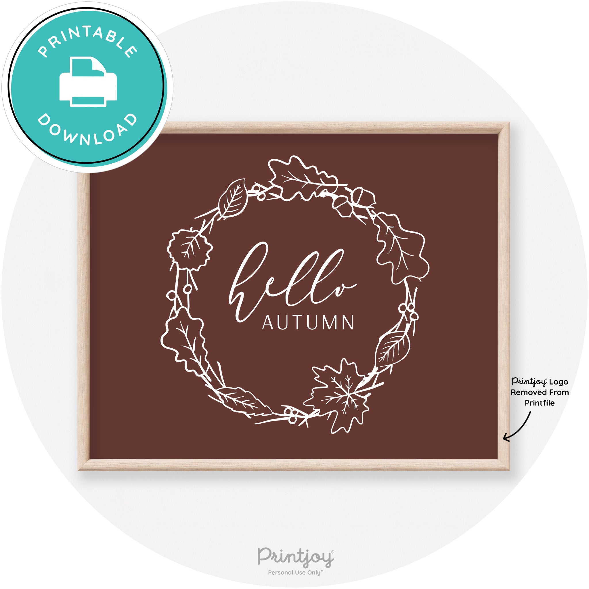 Hello Autumn Fall Wreath Transitional Decor Wall Art Free Printable - Printjoy