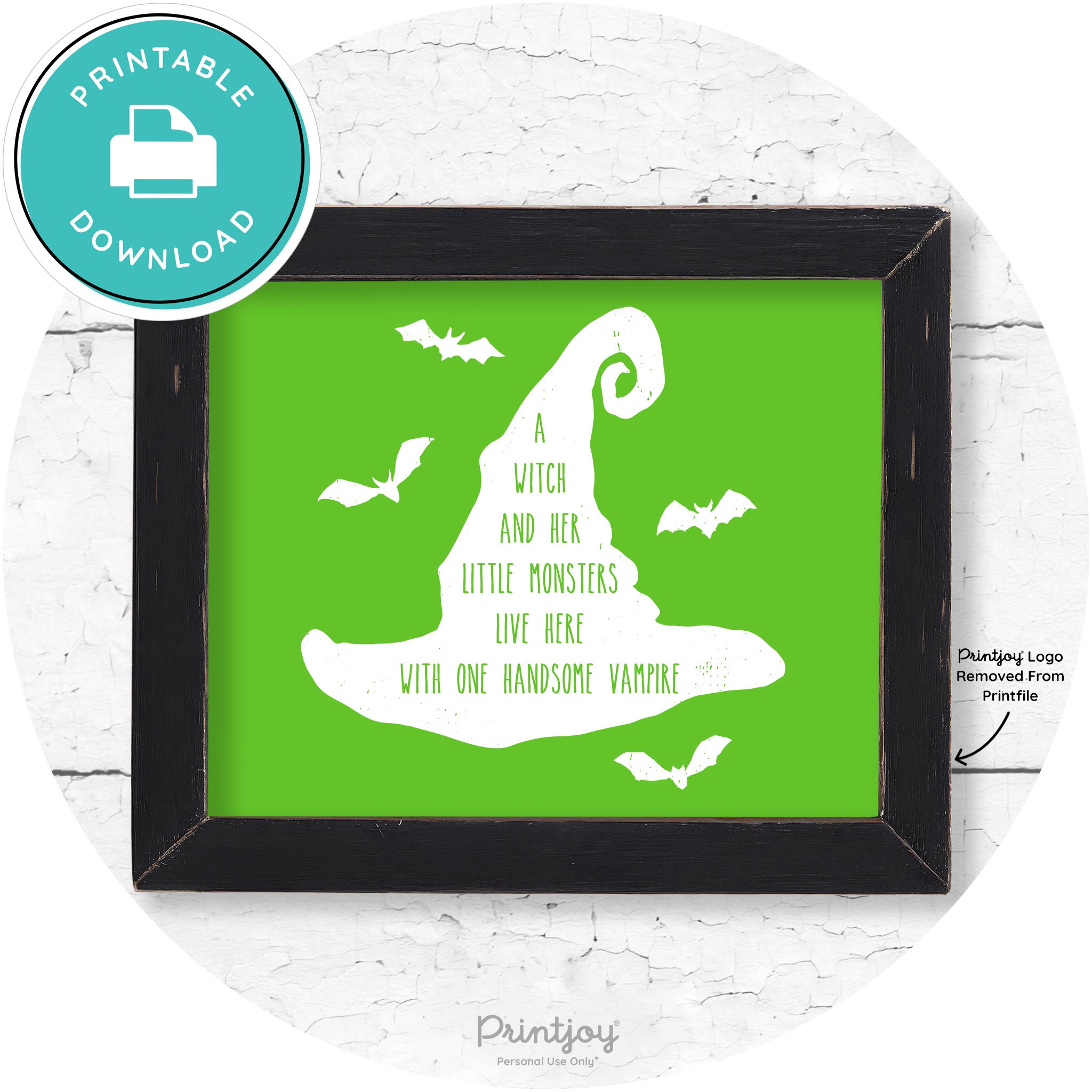 Fun Halloween Family Farmhouse Witch Hat Wall Art Free Printable - Printjoy