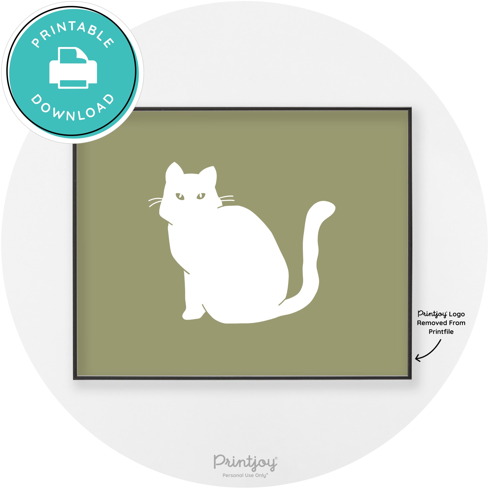 Halloween Spooky Cat Modern Chic Wall Art Decor Printable - Printjoy
