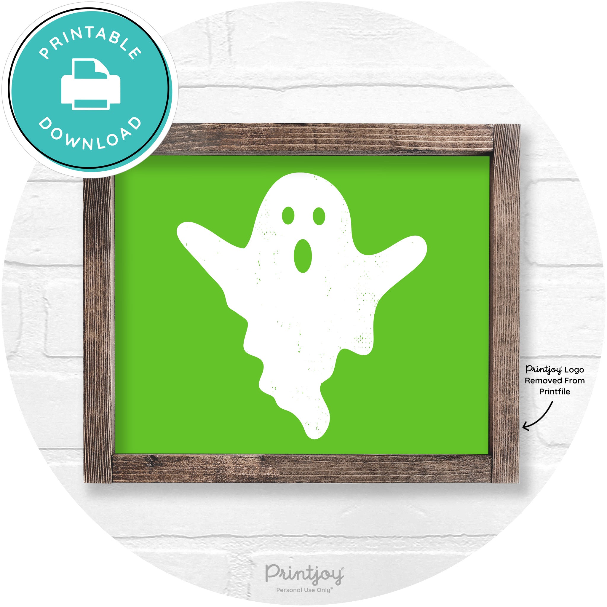 Halloween Cute Ghost Rustic Farmhouse Wall Art Free Printable - Printjoy