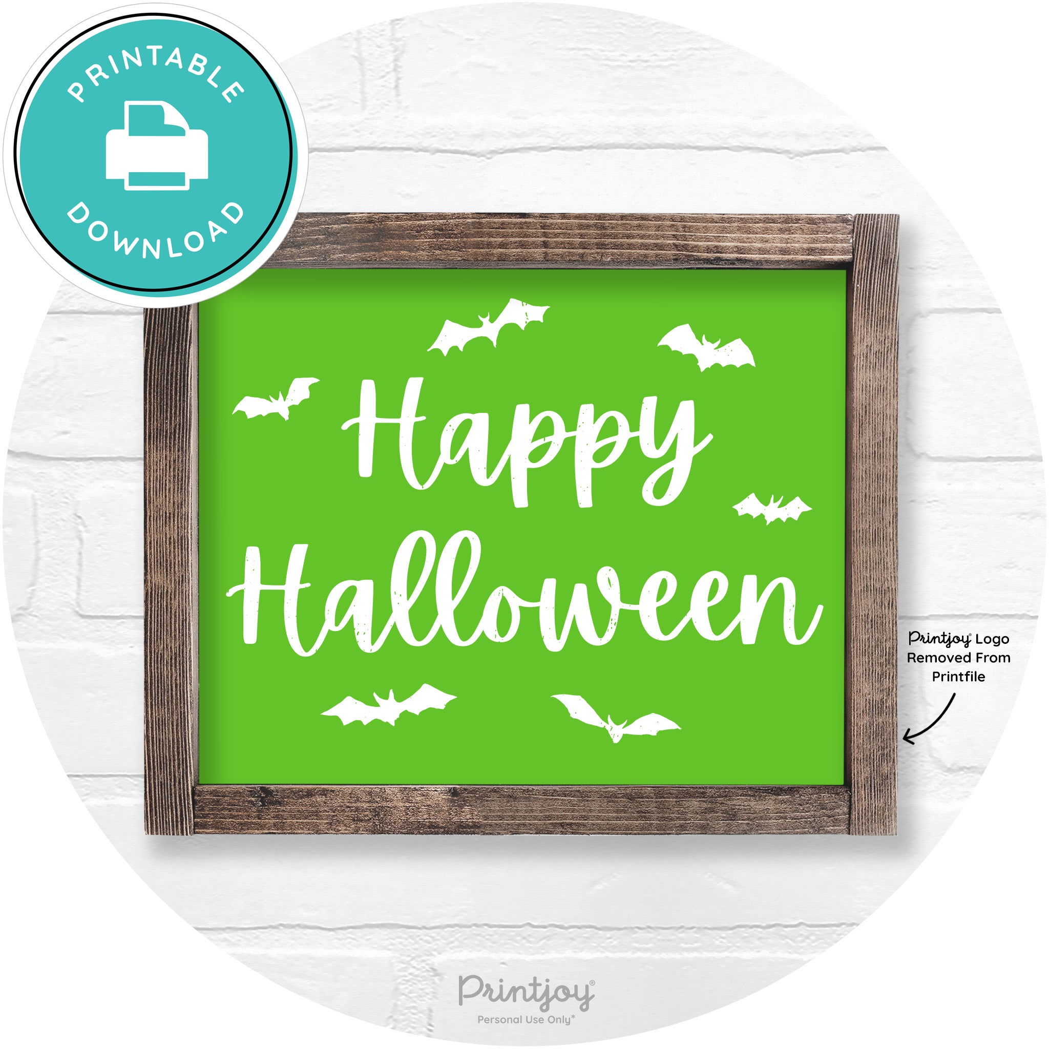 Happy Halloween Bats Rustic Farmhouse Wall Art Free Printable - Printjoy