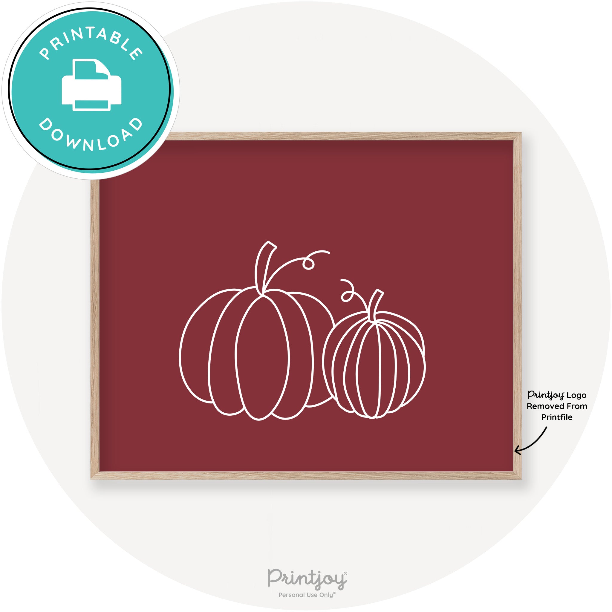 Pumpkin Pair Line Art Cute Fall Modern Chic Wall Art Printable - Printjoy