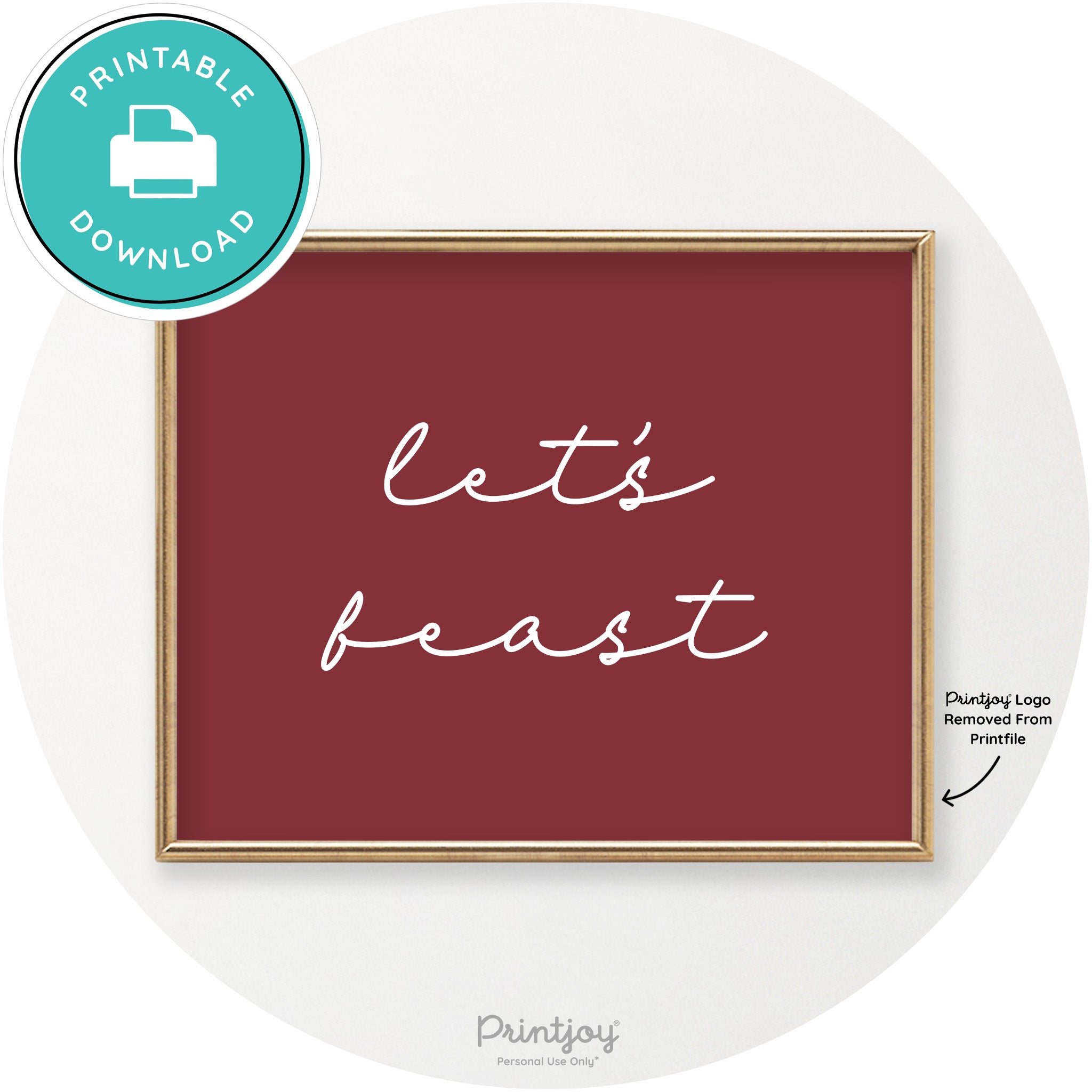 Let's Feast Cute Thanksgiving Modern Chic Wall Art Printable - Printjoy