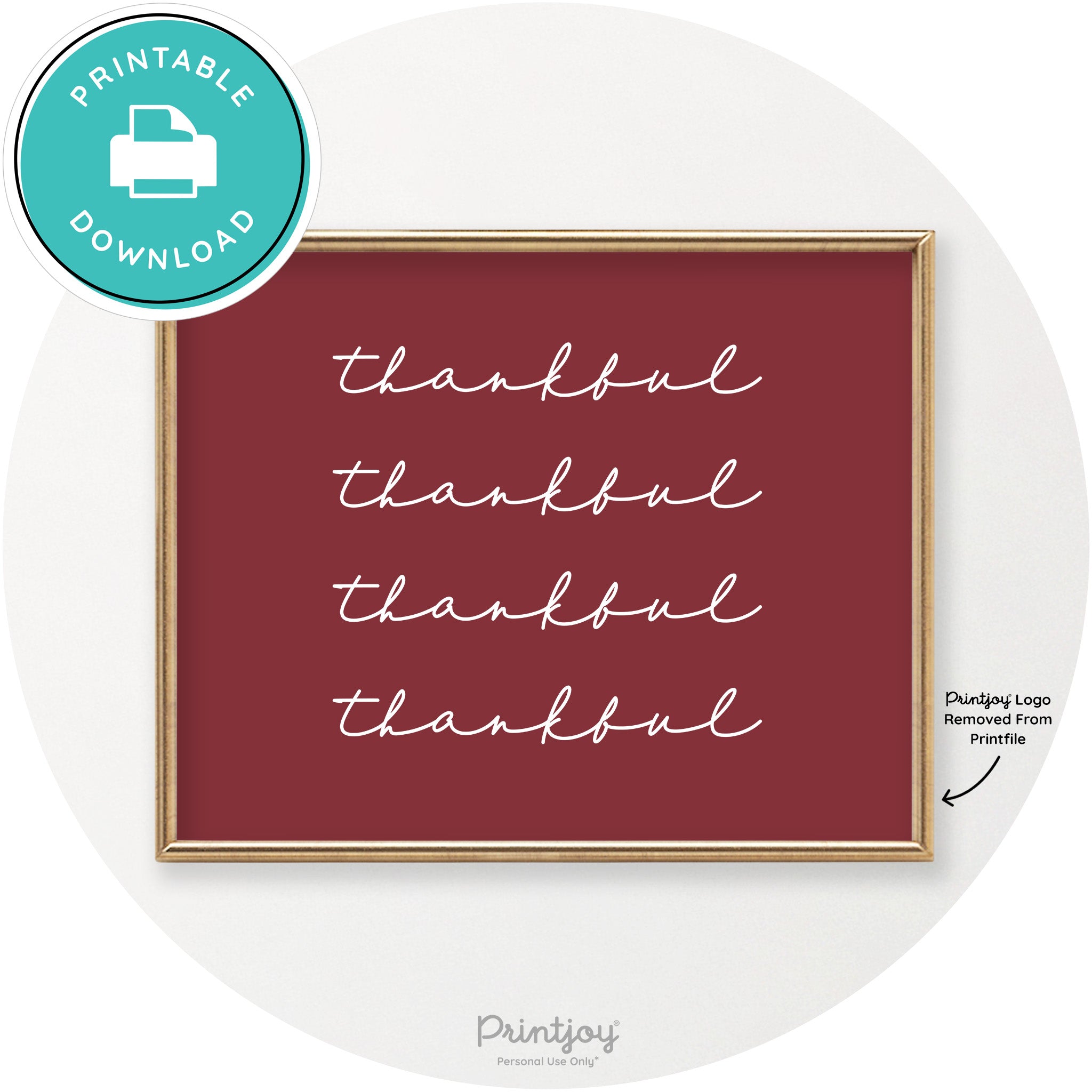 Thankful Pattern Cute Thanksgiving Modern Chic Wall Art Printable - Printjoy