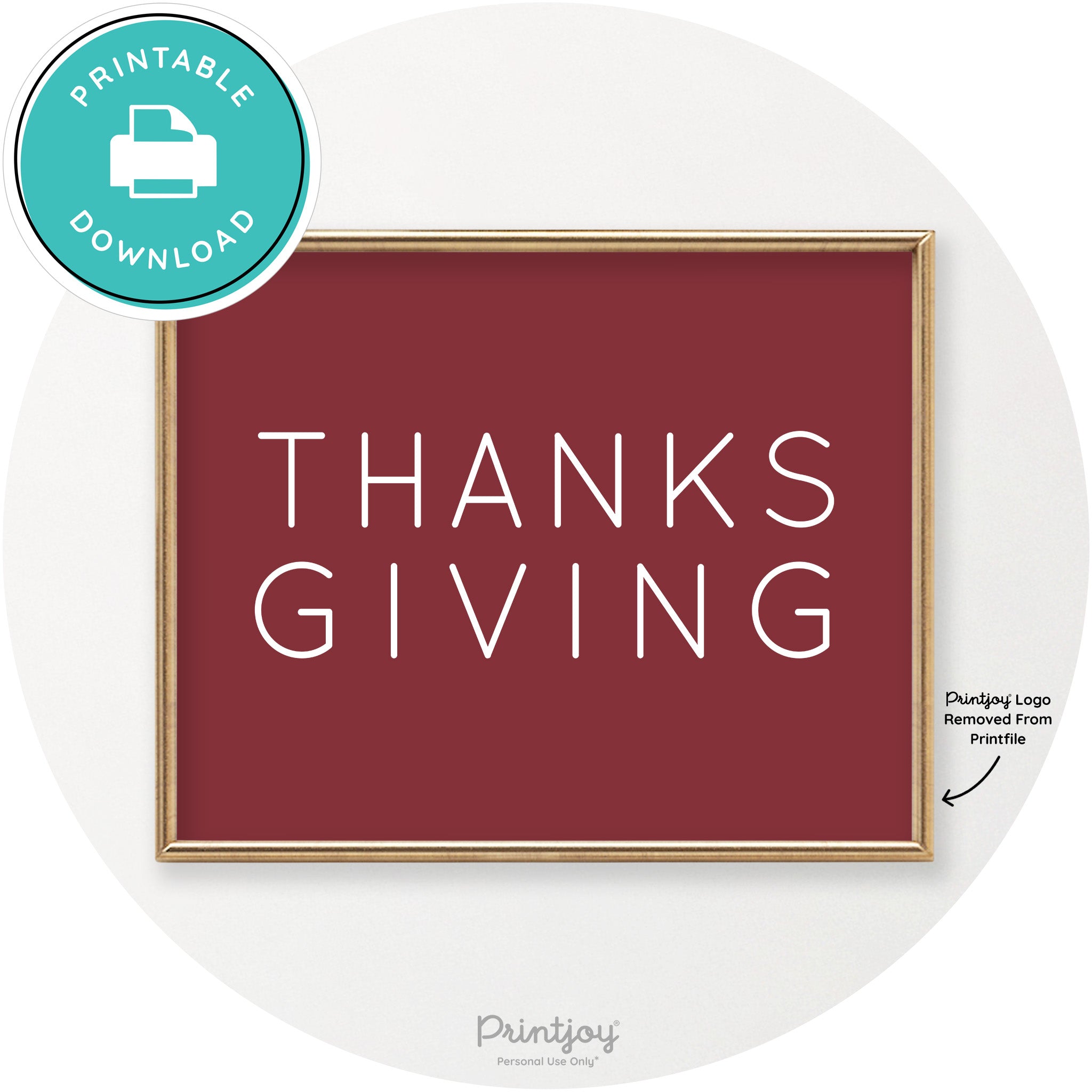 Thanksgiving Cute Typography Modern Chic Wall Art Printable - Printjoy