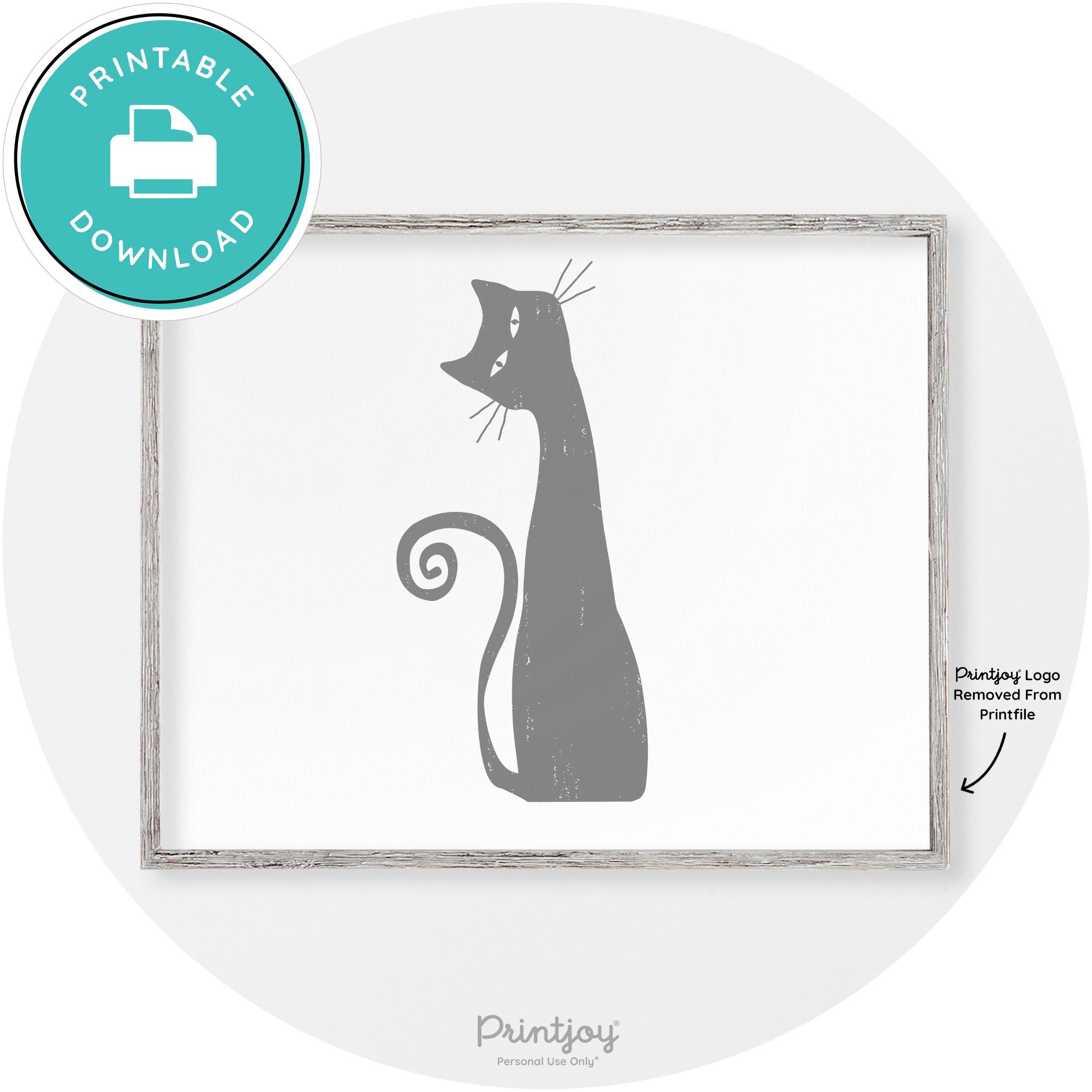 Creepy Skinny Cat Modern Vintage Halloween Wall Art Free Printable - Printjoy
