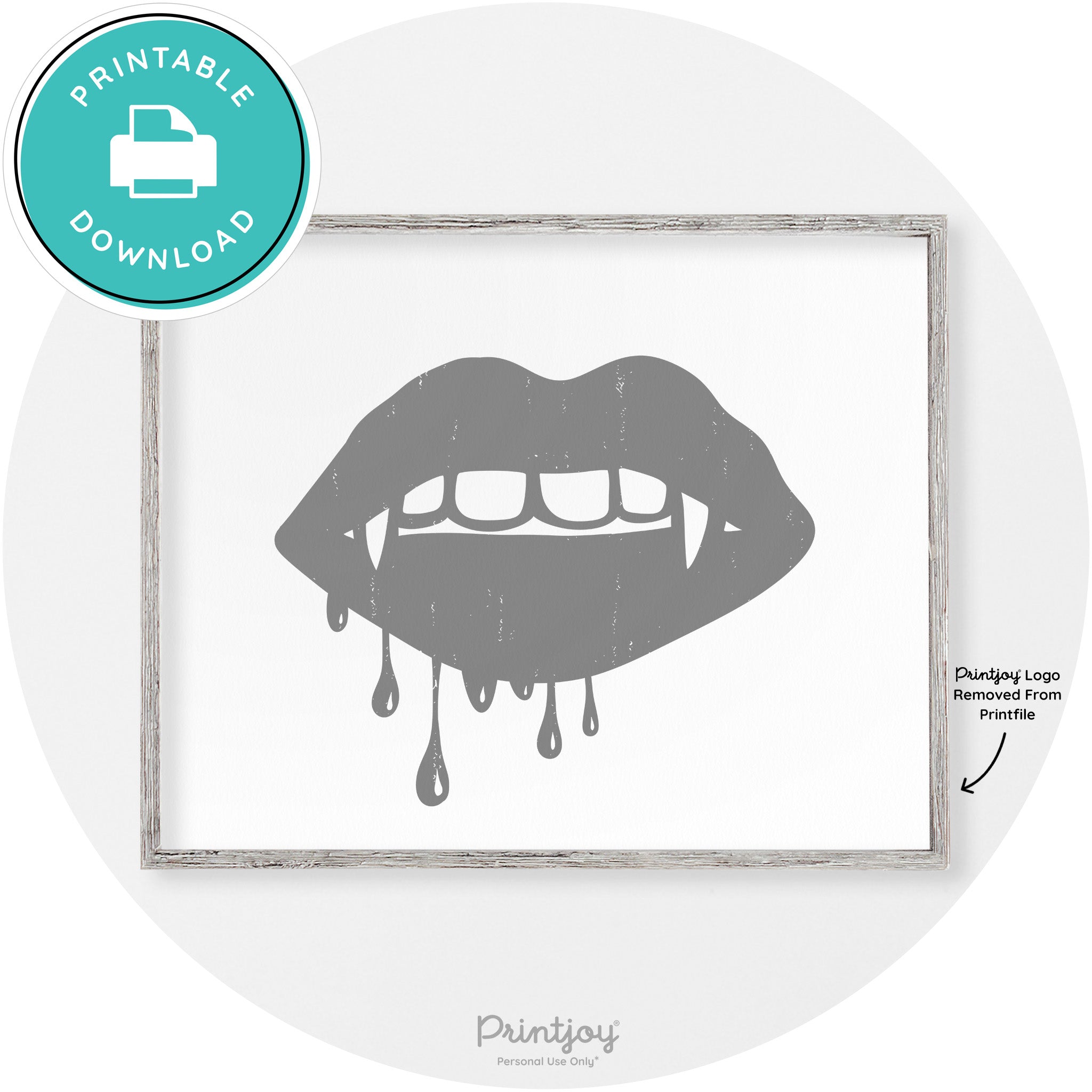 Dracula Fangs Teeth Modern Vintage Halloween Wall Art Free Printable - Printjoy