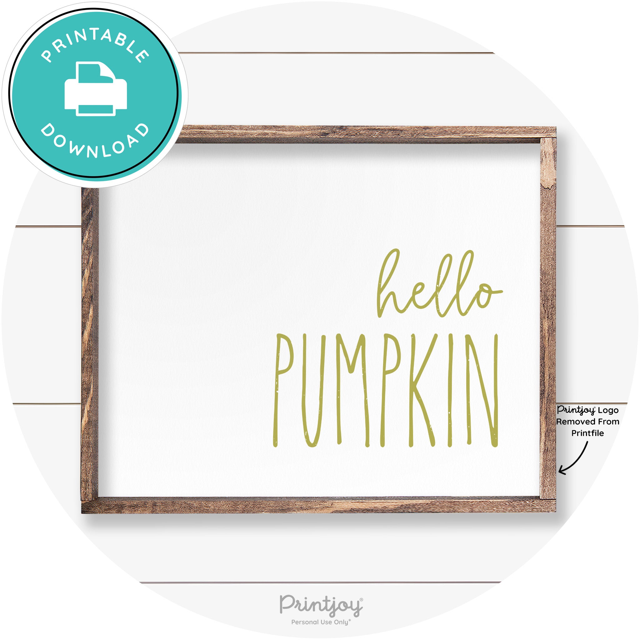 Hello Pumpkin Cute Fun Simple Farmhouse Wall Art Free Printable - Printjoy